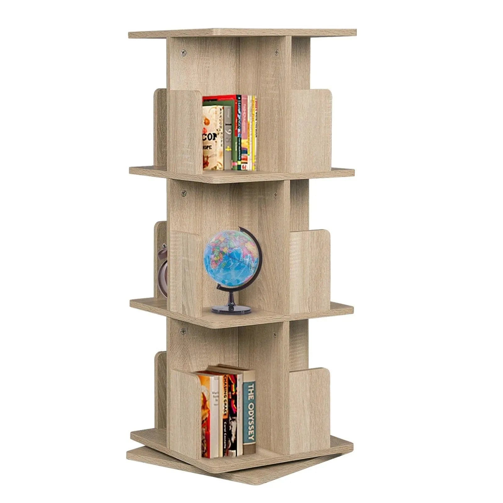 Feronza® 360° Draaiende Boekenkast – MDF Vloerkast met 3 Niveaus (39x39x97 cm) - Feronza