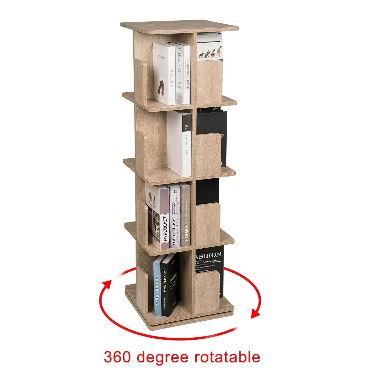 Feronza® 360° Draaiende Boekenkast – MDF Vloerkast met 3 Niveaus (39x39x97 cm) - Feronza