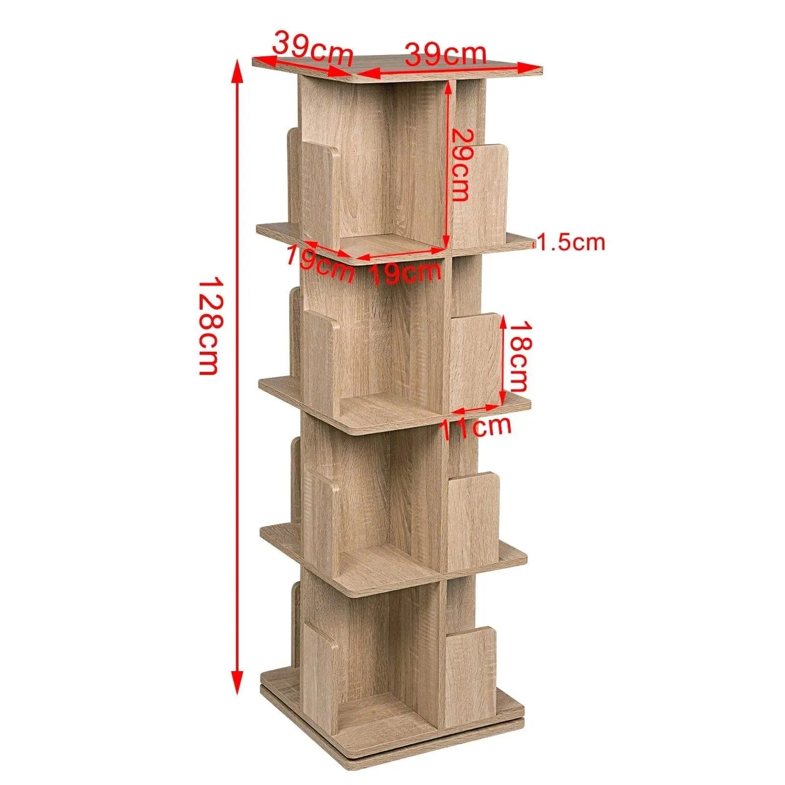 Feronza® 360° Draaiende Boekenkast – MDF Vloerkast met 3 Niveaus (39x39x97 cm) - Feronza