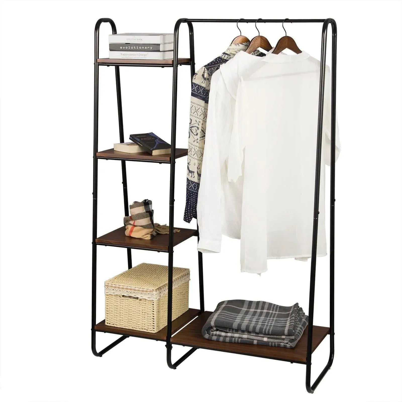 Feronza® Kledingrek Stand met 4 Planken - Organizer voor Kleding, Dekens, Schoenen en Tassen - 102x40x150 cm - Feronza