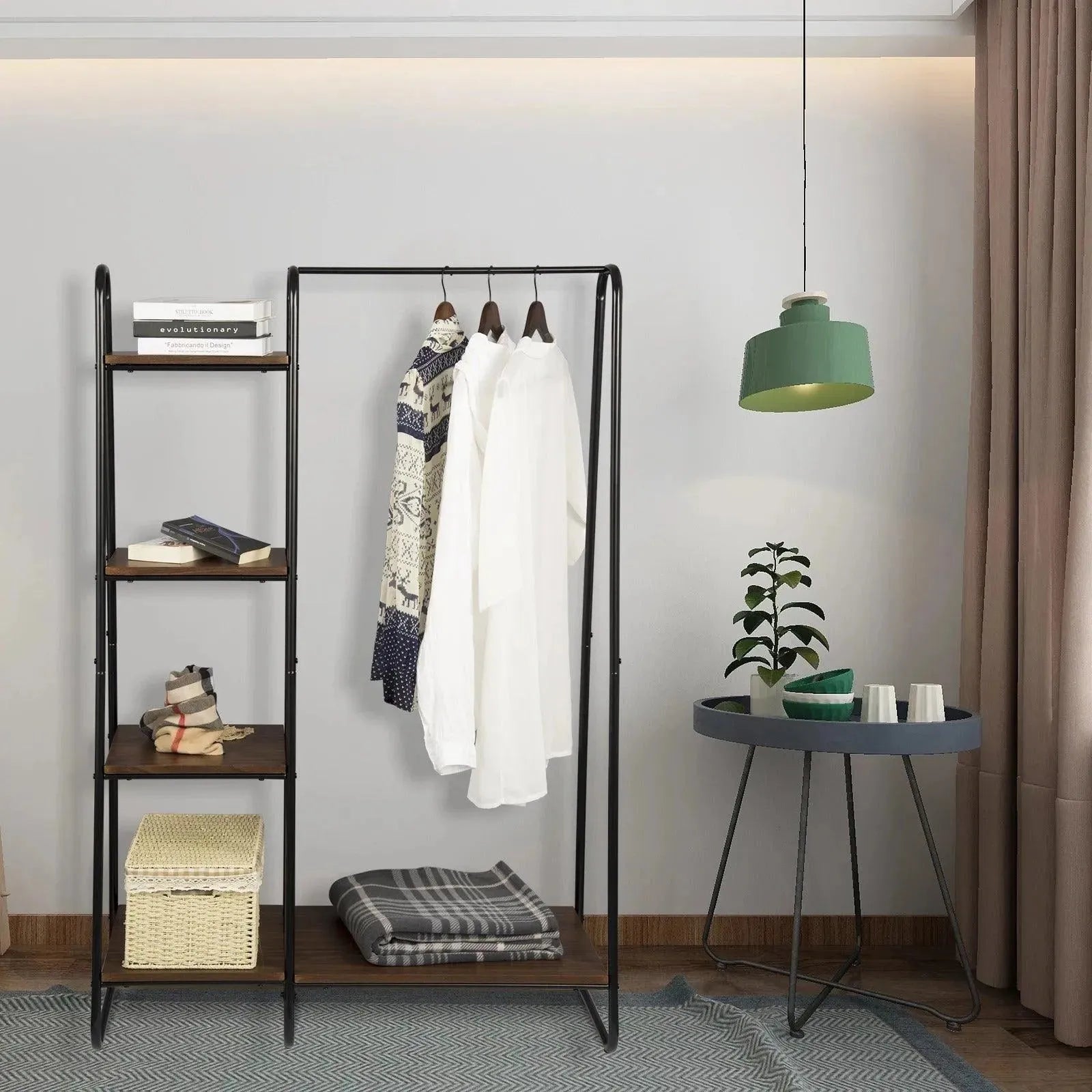 Feronza® Kledingrek Stand met 4 Planken - Organizer voor Kleding, Dekens, Schoenen en Tassen - 102x40x150 cm - Feronza