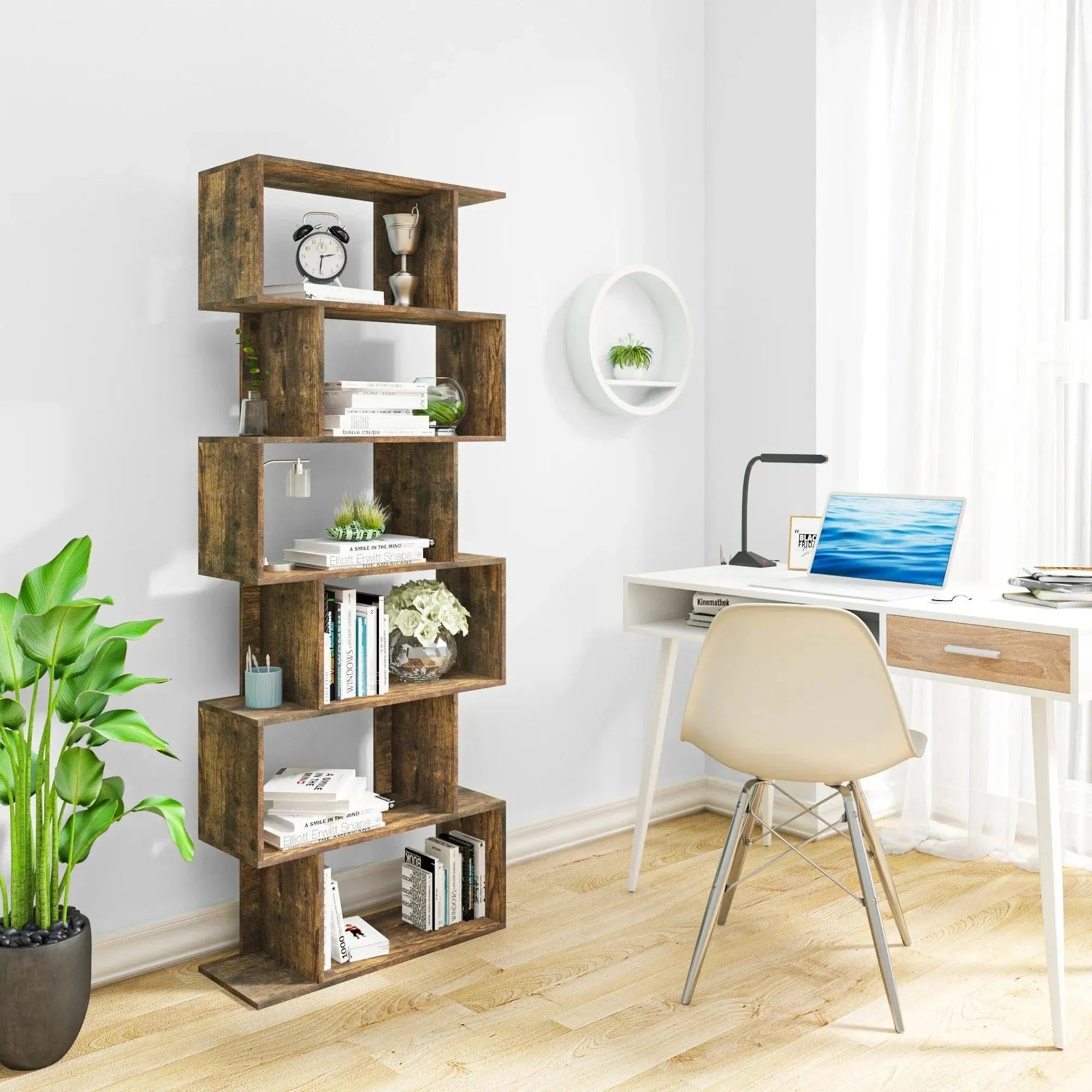 Feronza® Moderne Boekenkast – 6 Opslagcubes, Vrijstaand, Hoog, voor Woonkamer, Slaapkamer en Kantoor - Feronza
