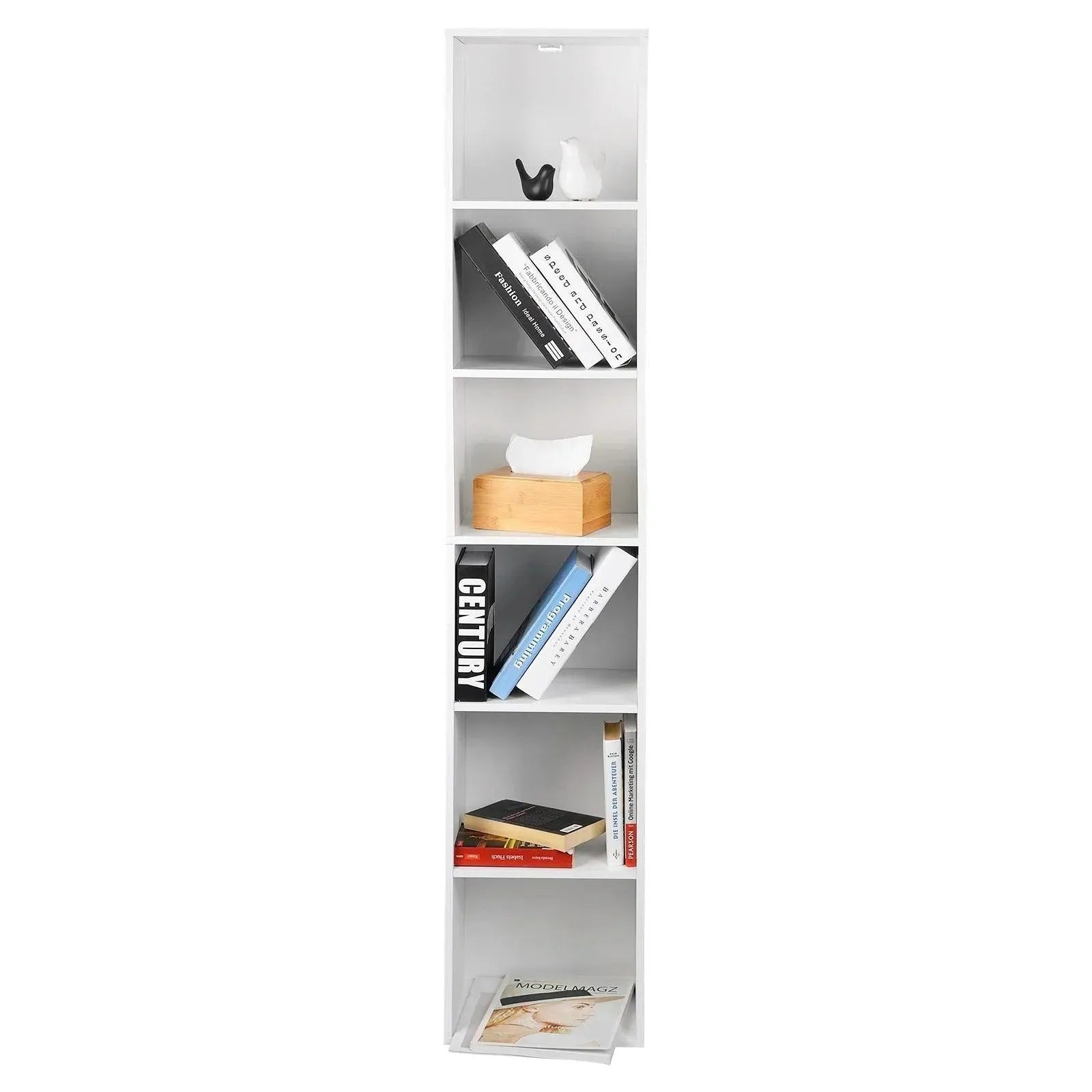 Feronza® Moderne MDF Boekenkast met 6 Vakken 30x23,5x158,4 cm voor Kantoor, Woonkamer, Lees- en Studiekamer - Feronza