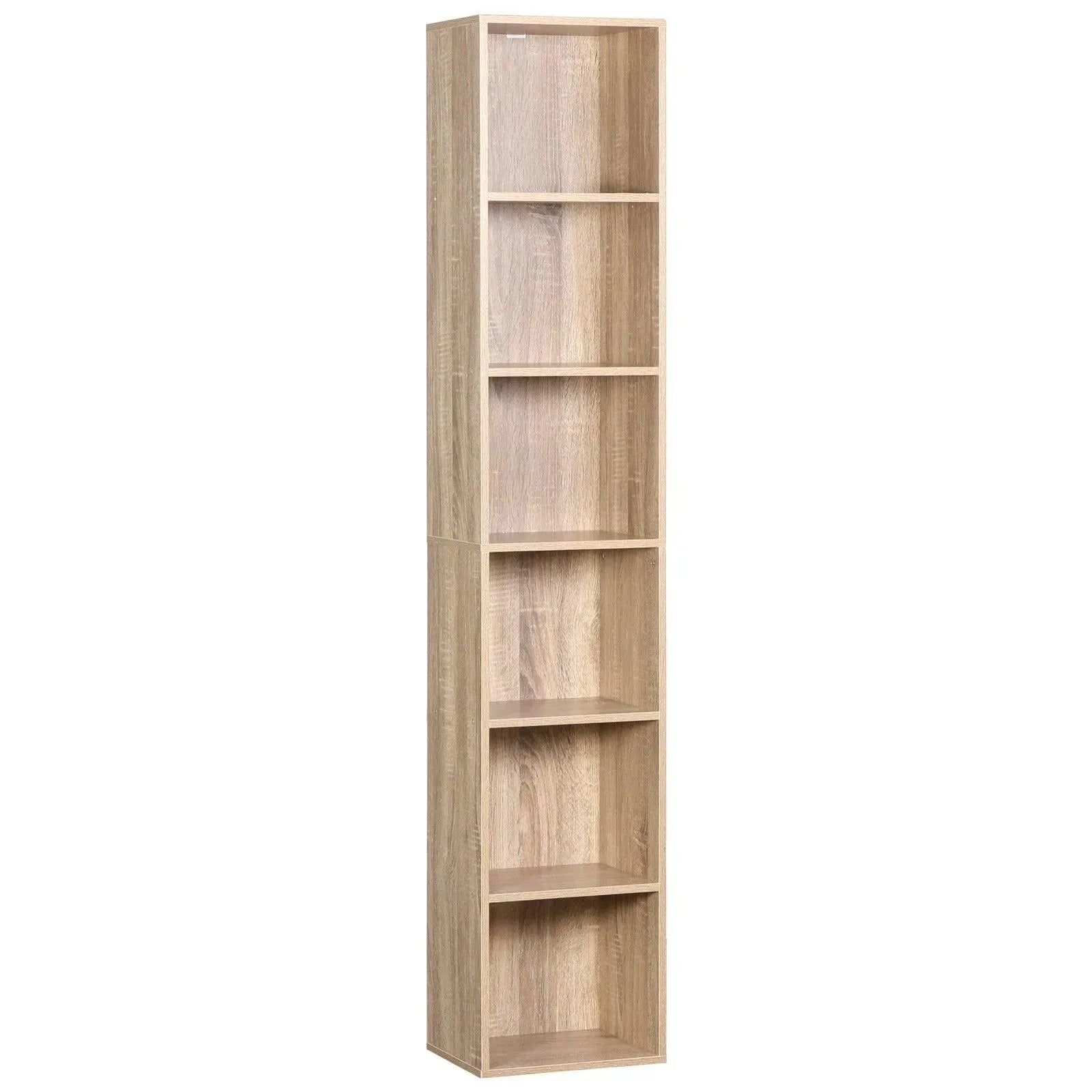 Feronza® Moderne MDF Boekenkast met 6 Vakken 30x23,5x158,4 cm voor Kantoor, Woonkamer, Lees- en Studiekamer - Feronza