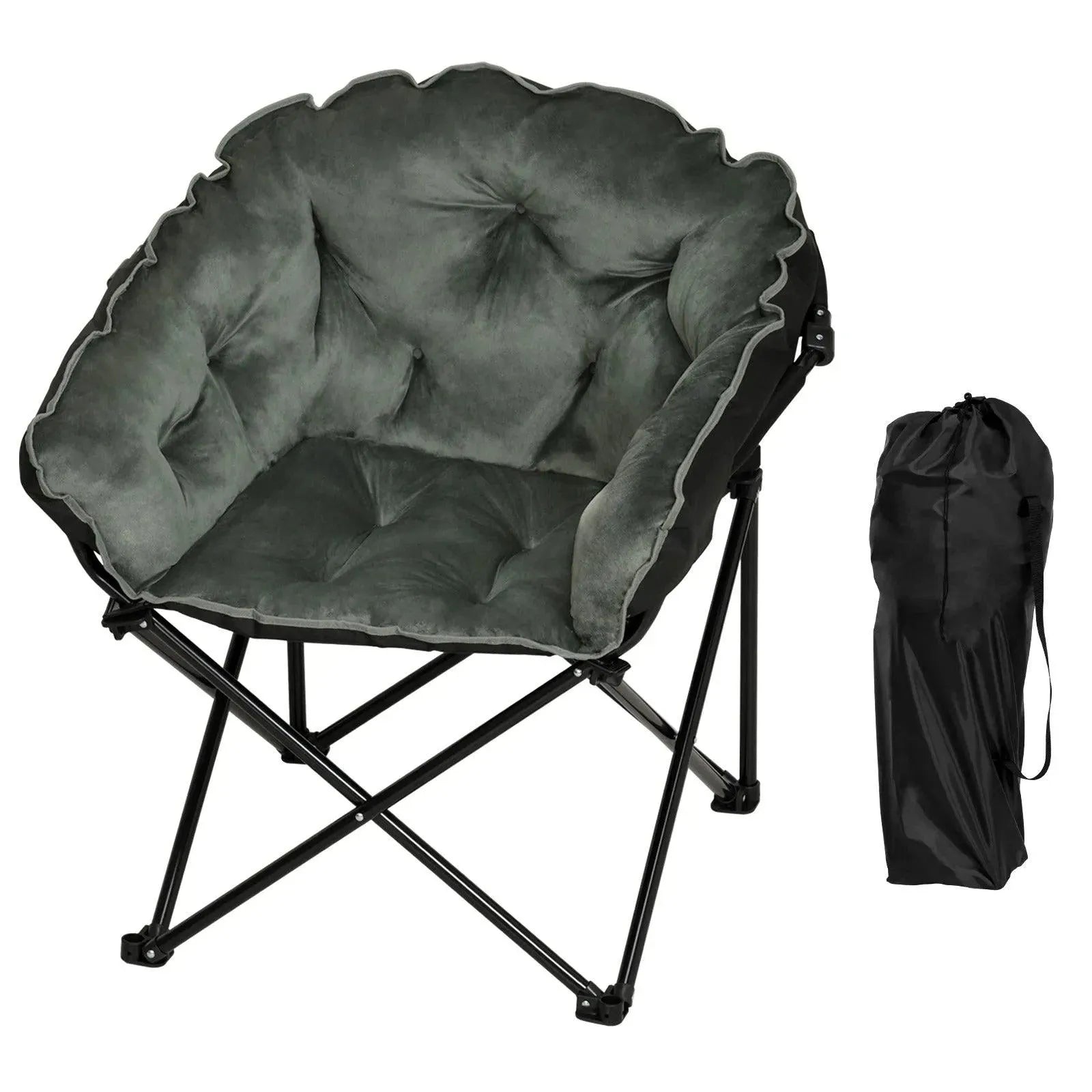 Feronza® Relax Stoel voor de Woonkamer - Leeststoel van Fluweel met Oxford Stof, Vouwbaar, Gevoerd, Balconystoel en Kampeerstoel met Draagtas - Feronza