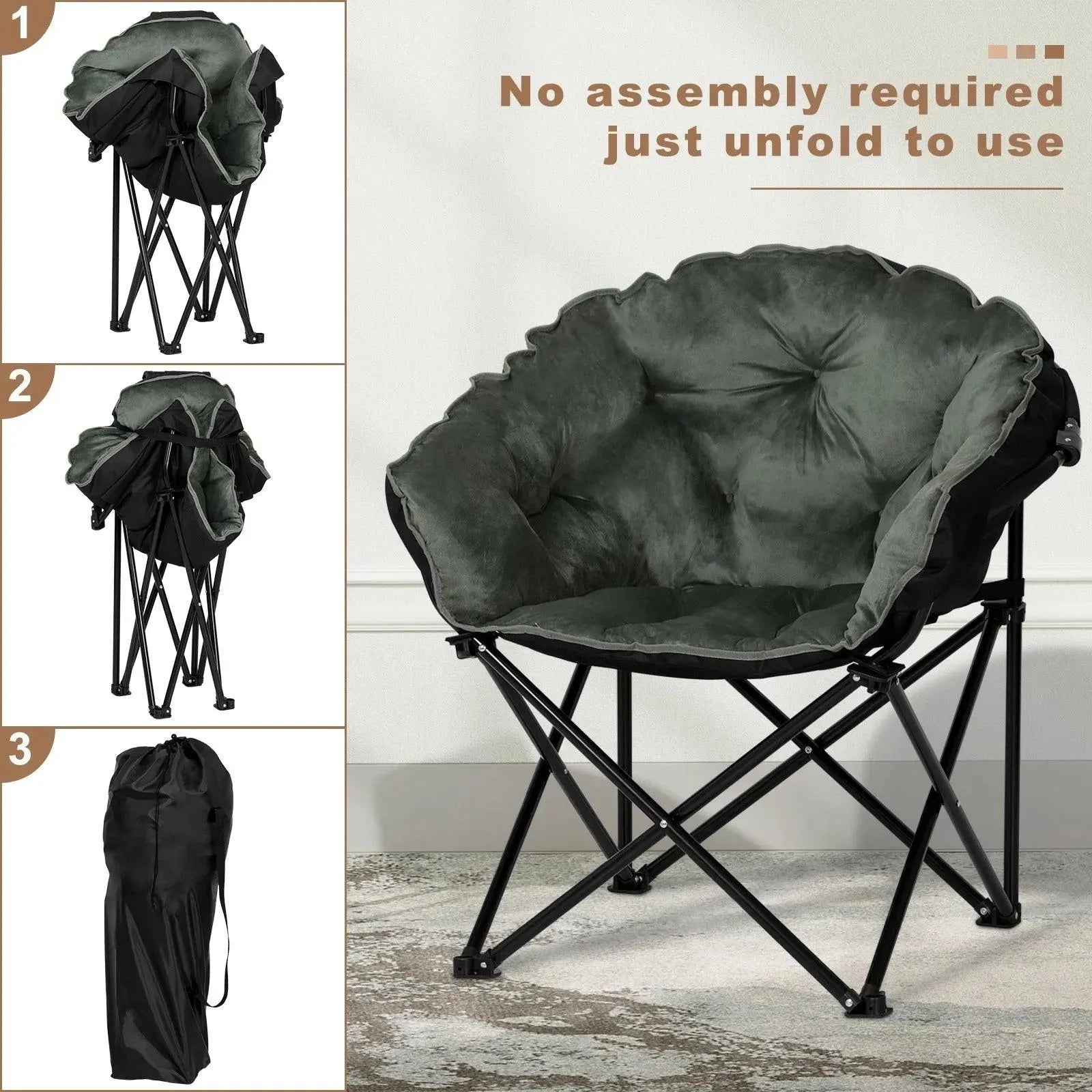 Feronza® Relax Stoel voor de Woonkamer - Leeststoel van Fluweel met Oxford Stof, Vouwbaar, Gevoerd, Balconystoel en Kampeerstoel met Draagtas - Feronza