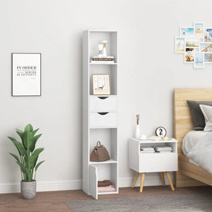 Feronza® Staande Boekenkast met Laden en Deur | 30x158x24 cm Opbergkast voor Woonkamer & Kantoor Decor - Feronza