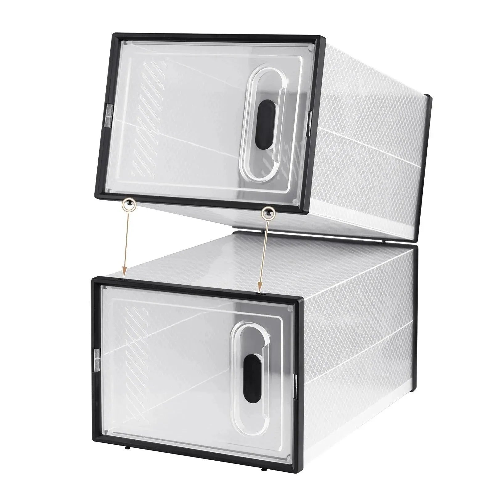 Feronza® Vouwbare Schoenendozen Stapelbaar met Magnetische Deur - Transparant Zwart, 8/12/18 Stuks - Feronza