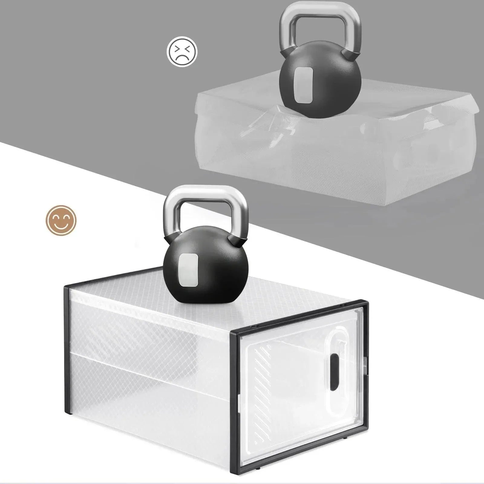 Feronza® Vouwbare Schoenendozen Stapelbaar met Magnetische Deur - Transparant Zwart, 8/12/18 Stuks - Feronza