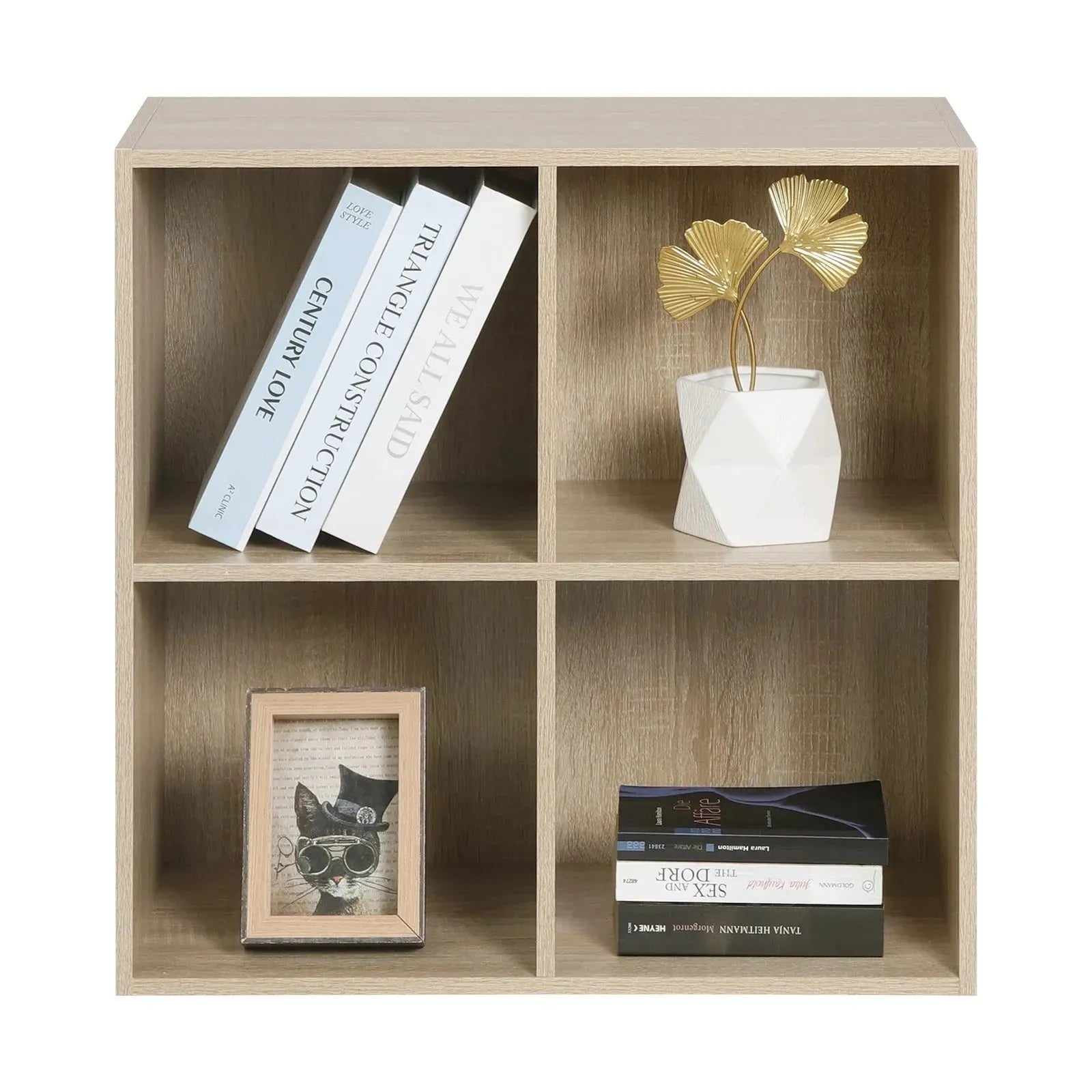 Feronza® Wit Boekenkast met 4 Opbergvakken | Houten Kubusplanken voor Slaapkamer, Woonkamer & Kinderkamer - Feronza