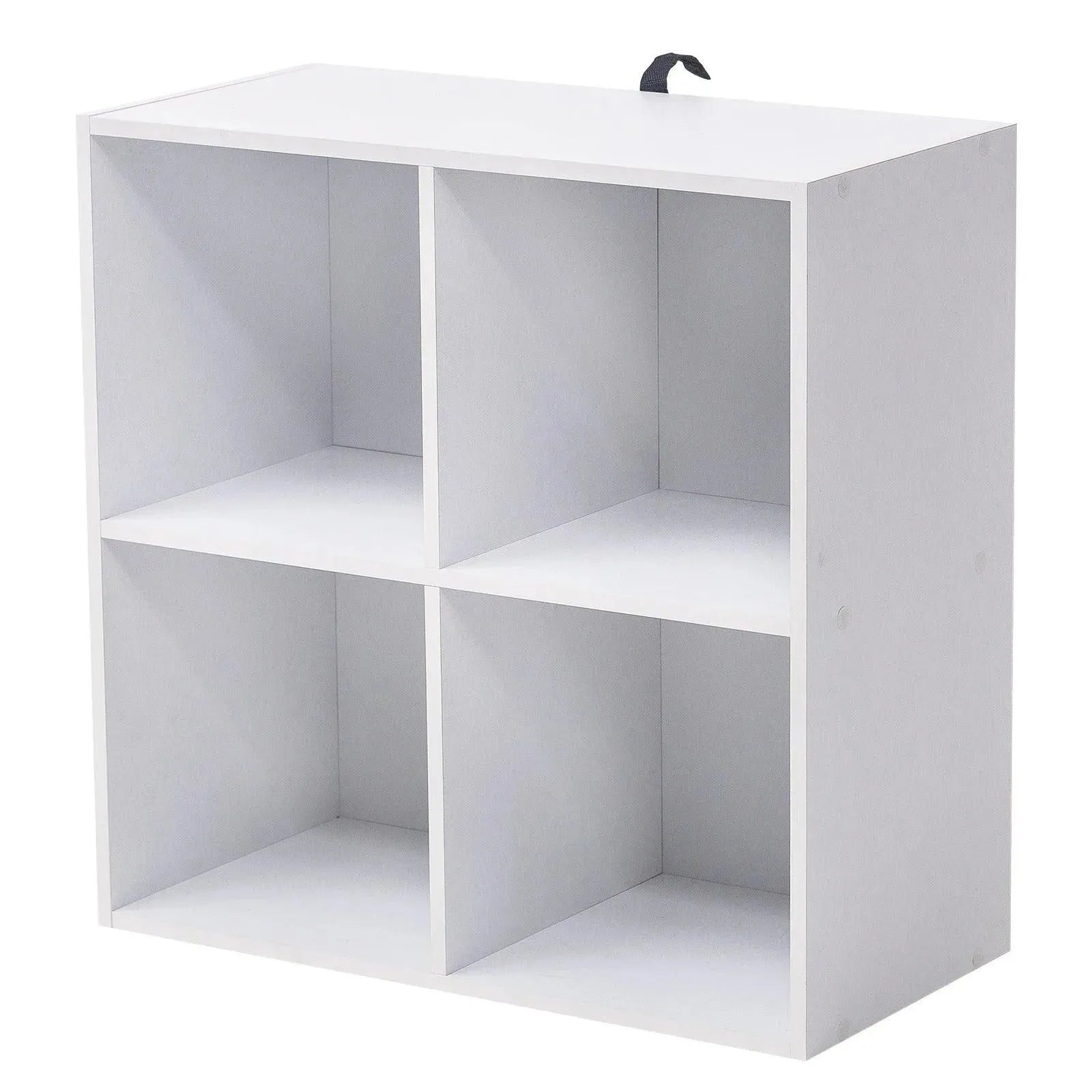 Feronza® Wit Boekenkast met 4 Opbergvakken | Houten Kubusplanken voor Slaapkamer, Woonkamer & Kinderkamer - Feronza