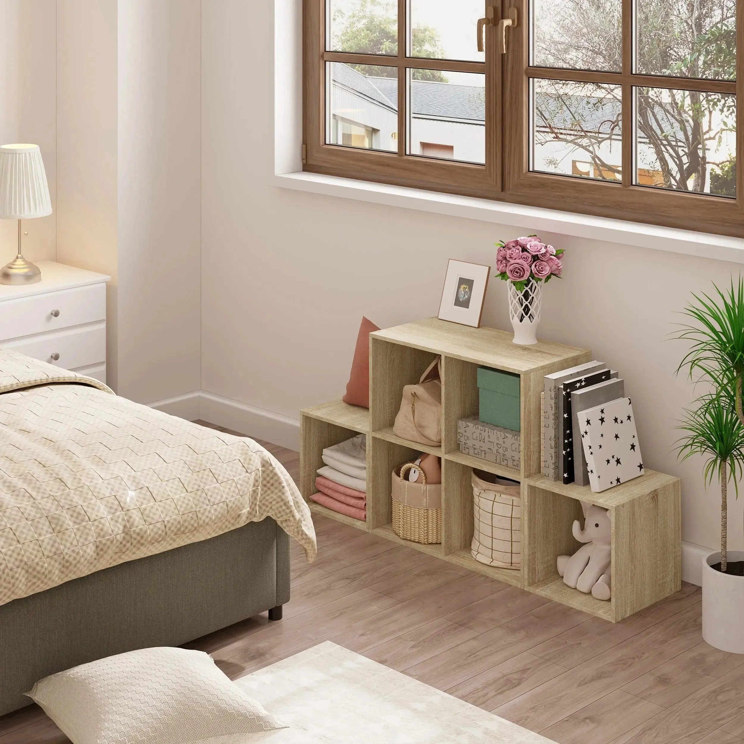 Feronza® Witte Boekenkast met 6 Vakken | Staande Display Kubusplank voor Woonkamer, Slaapkamer & Hal - Feronza