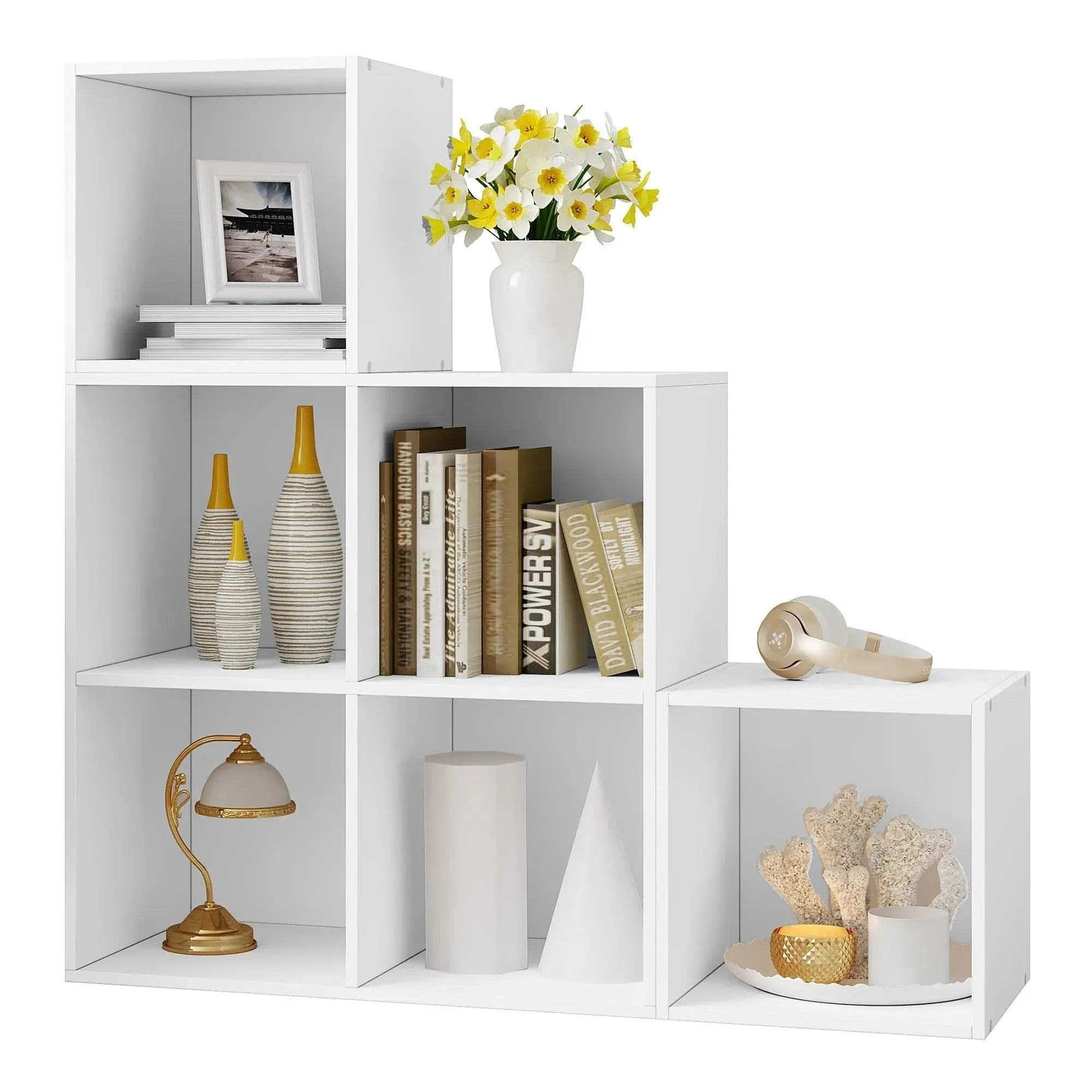 Feronza® Witte Boekenkast met 6 Vakken | Staande Display Kubusplank voor Woonkamer, Slaapkamer & Hal - Feronza