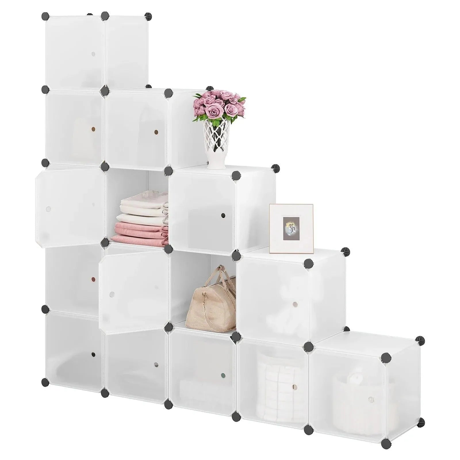 Feronza® Witte Schoenenkast – 15 Cubes DIY Rek – Wandkast, Schoenenrek en Kamerscherm voor Woonkamer, Slaapkamer en Gang - Feronza