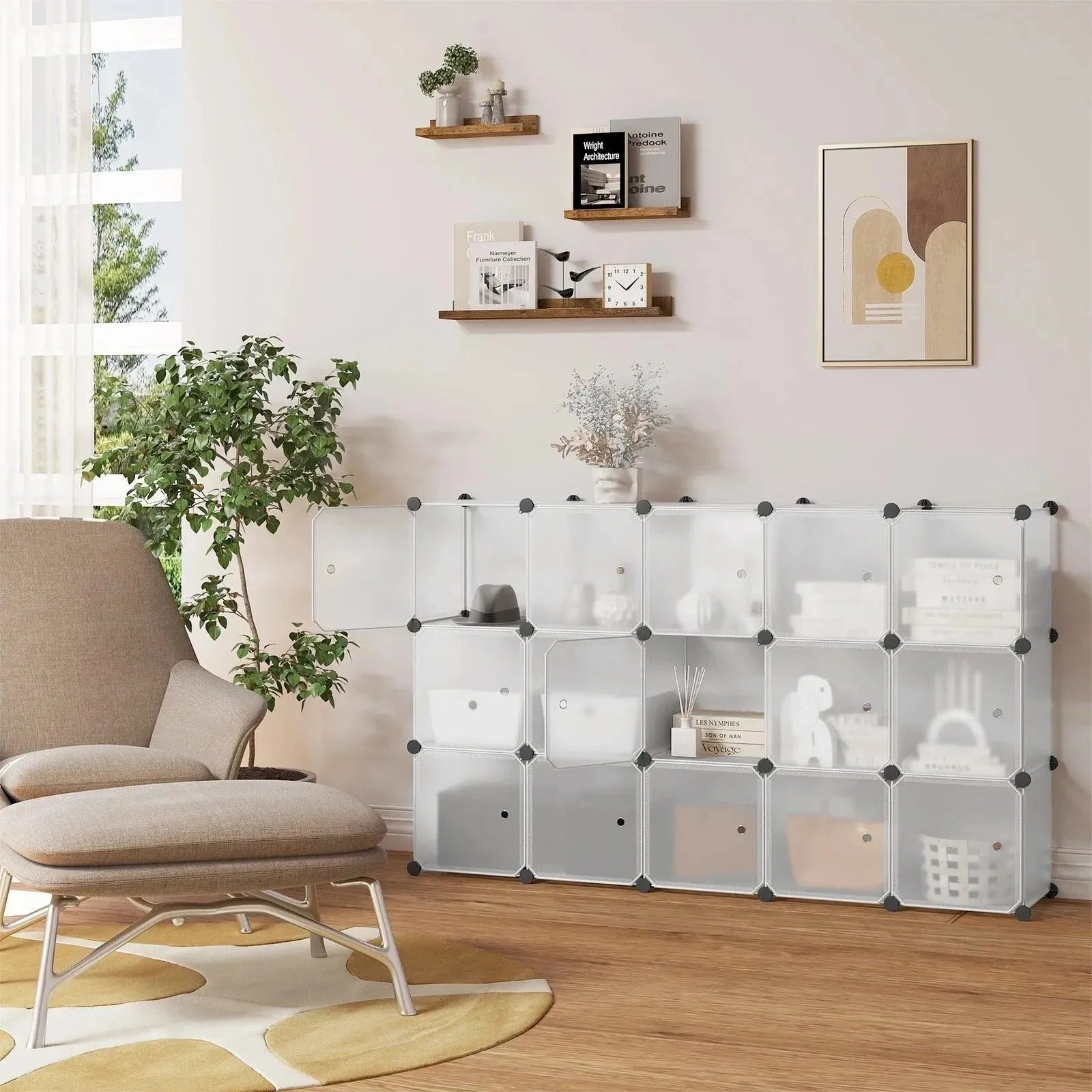 Feronza® Witte Schoenenkast – 15 Cubes DIY Rek – Wandkast, Schoenenrek en Kamerscherm voor Woonkamer, Slaapkamer en Gang - Feronza