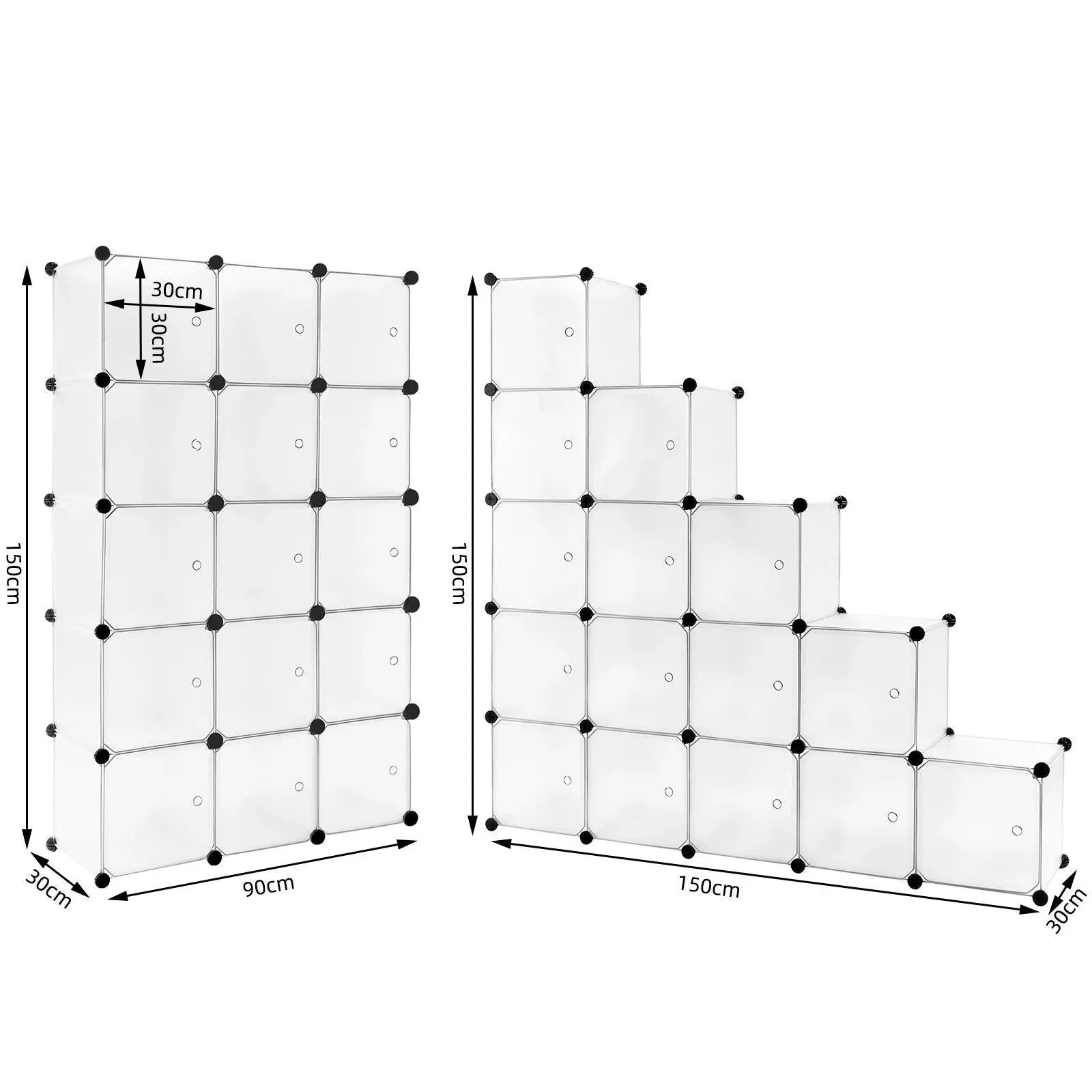 Feronza® Witte Schoenenkast – 15 Cubes DIY Rek – Wandkast, Schoenenrek en Kamerscherm voor Woonkamer, Slaapkamer en Gang - Feronza