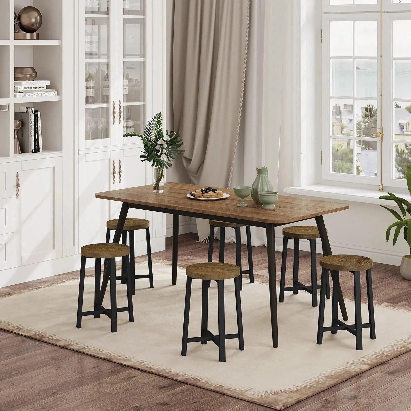 Feronza™ 2PCS/SET Eetkamerstoelen – Industrieel Stijl Keukenkruk met Metalen Poten voor Eetkamer, Woonkamer, Restaurant, Café en Pub - Feronza