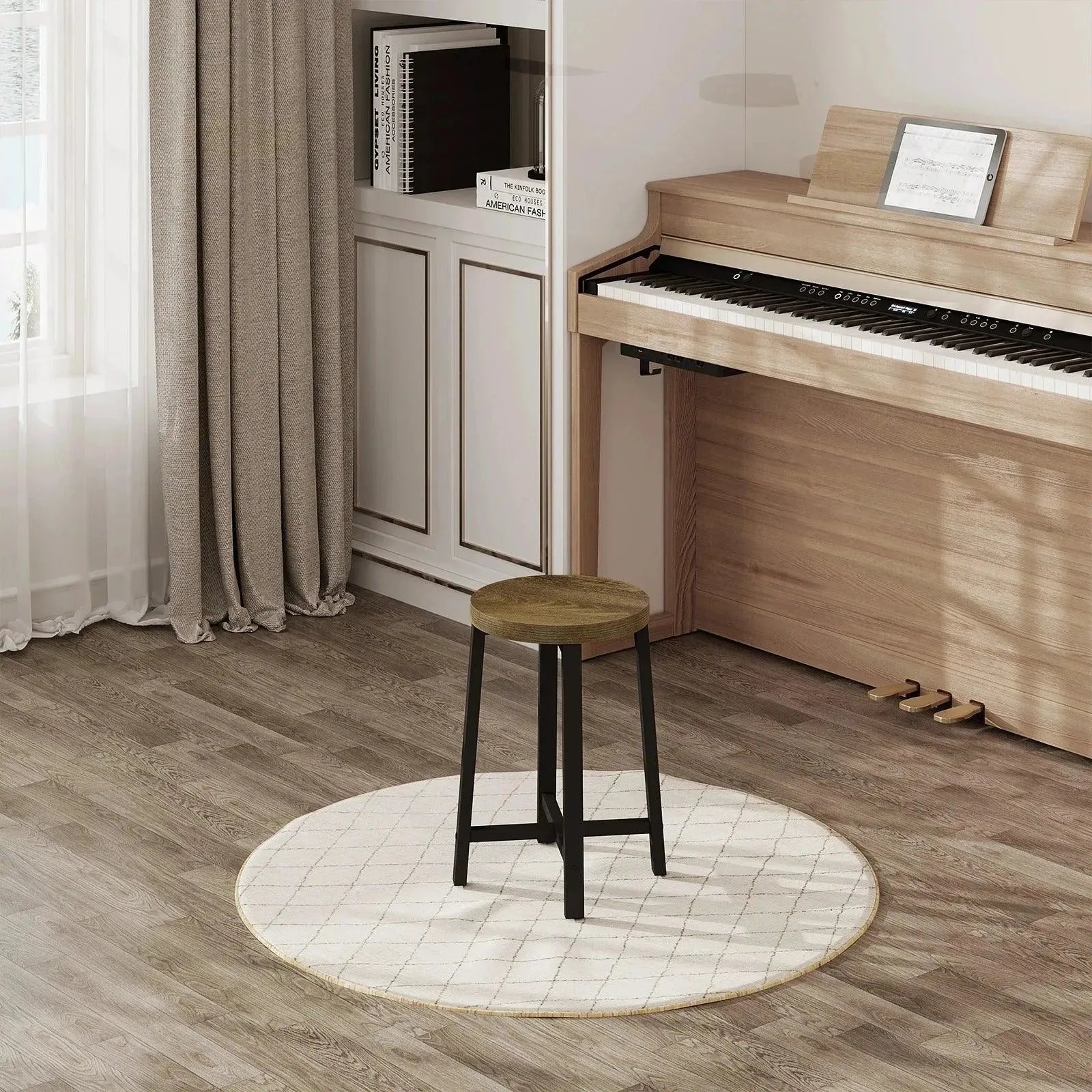 Feronza™ 2PCS/SET Eetkamerstoelen – Industrieel Stijl Keukenkruk met Metalen Poten voor Eetkamer, Woonkamer, Restaurant, Café en Pub - Feronza