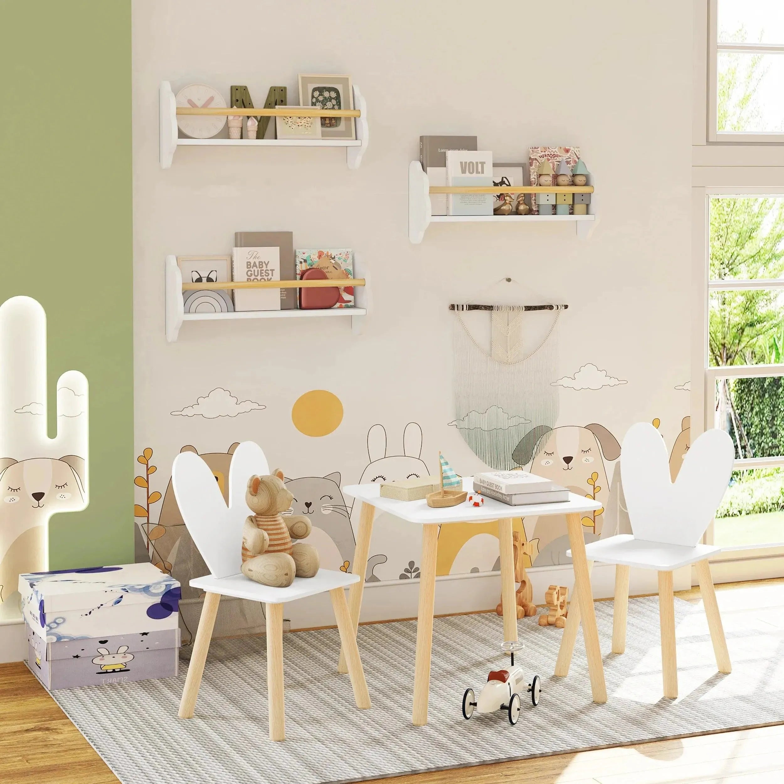 Feronza™ 3-Delige Set Witte Kinderboekenkasten Wandplanken - Feronza