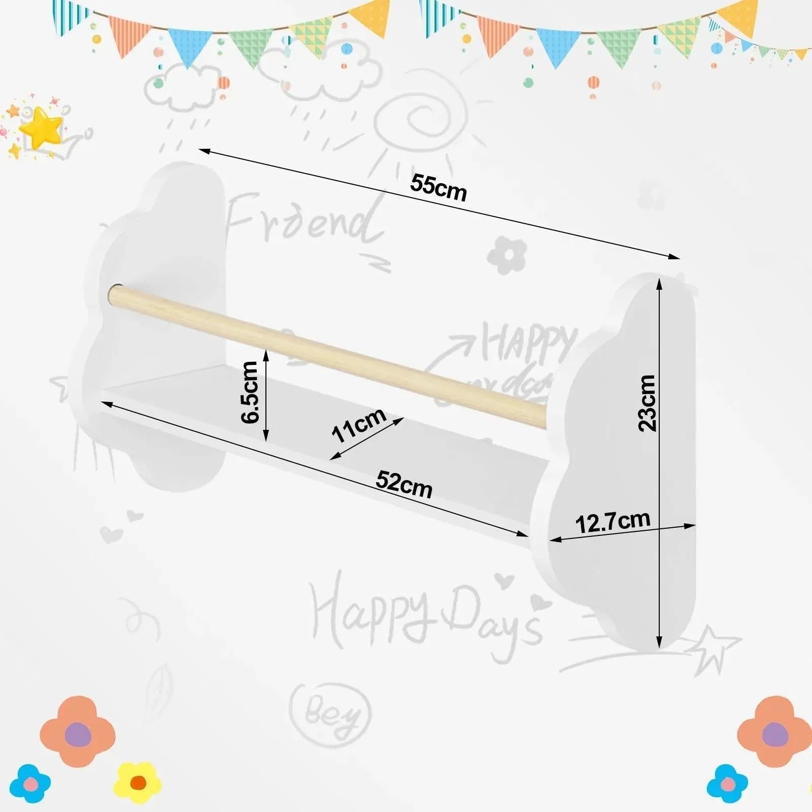 Feronza™ 3-Delige Set Witte Kinderboekenkasten Wandplanken - Feronza