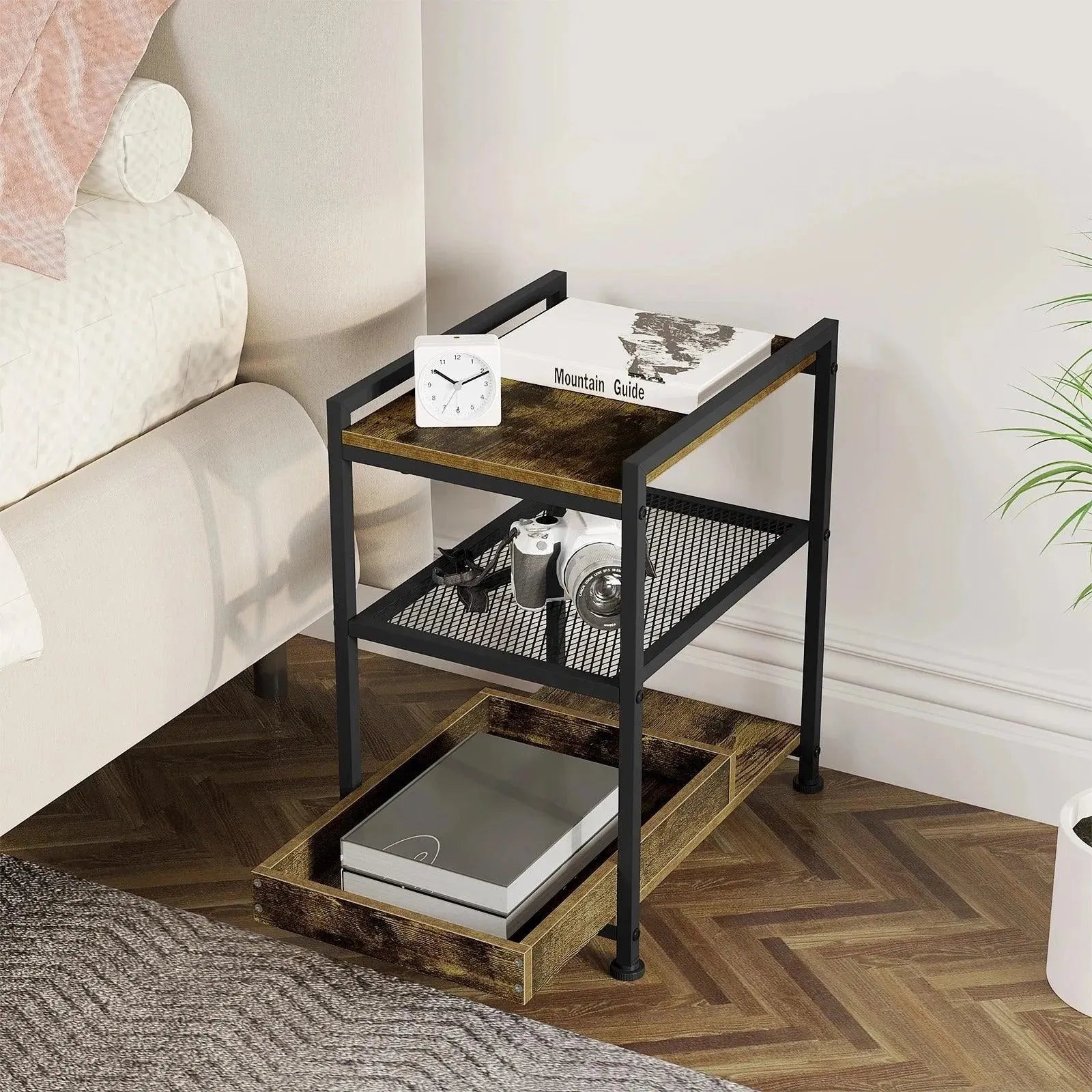 Feronza™ 3-Laags Rolling Opbergtafel - Bijzettafel met Verwijderbare Top voor Woonkamer en Sofa - Feronza