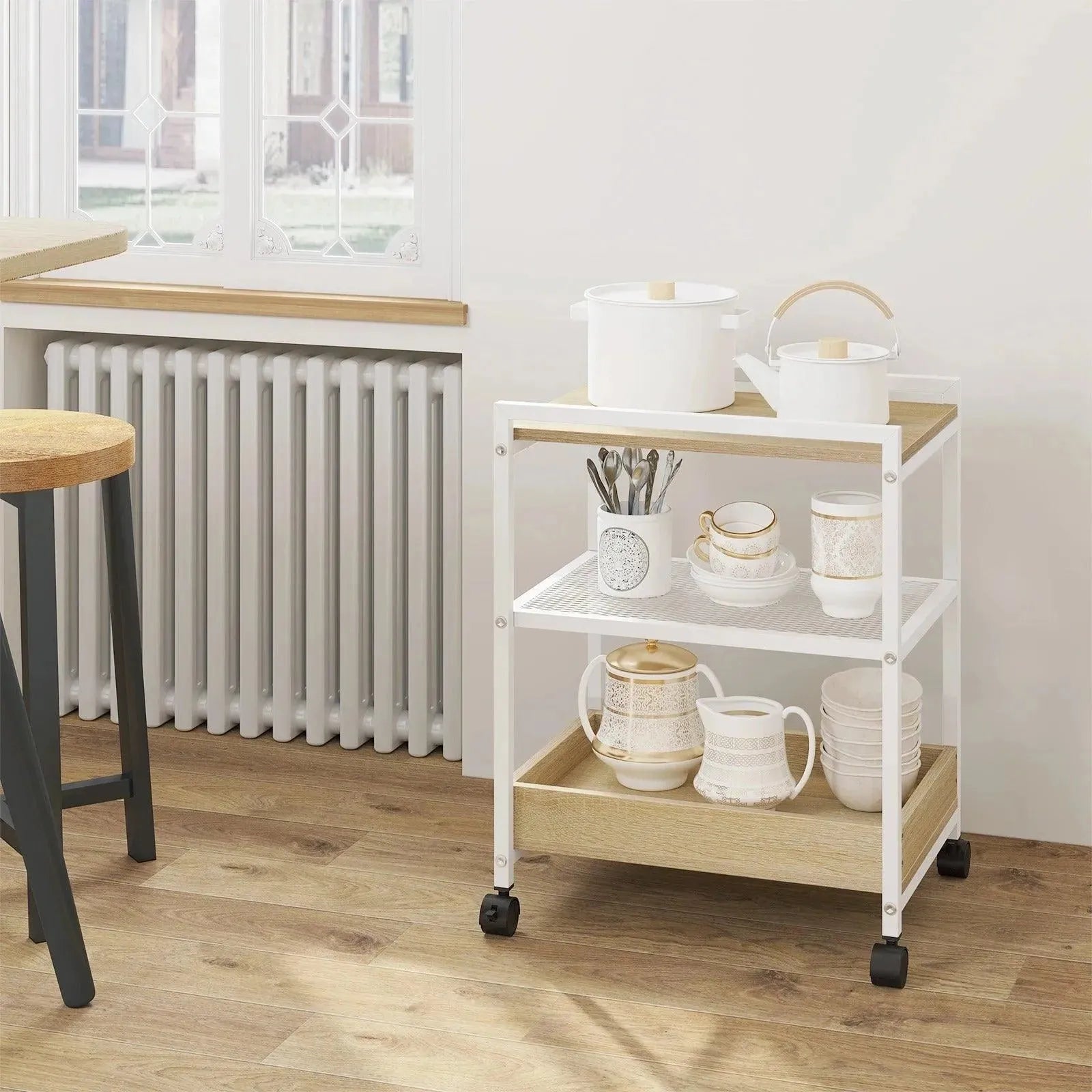 Feronza™ 3-Laags Rolling Opbergtafel - Bijzettafel met Verwijderbare Top voor Woonkamer en Sofa - Feronza