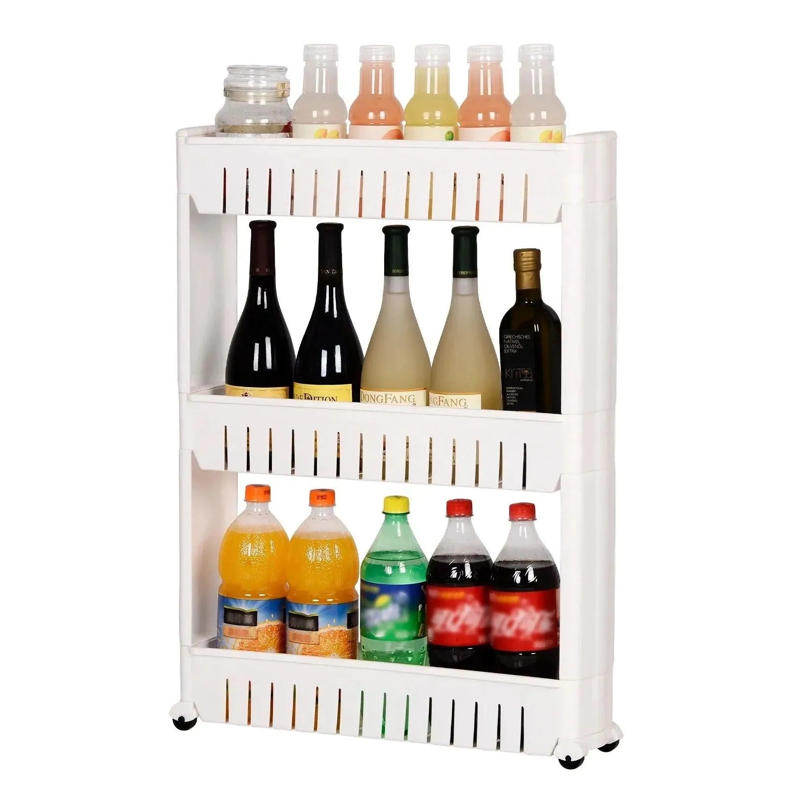 Feronza™ 3/4-Laags Smalle Keukenkast Badkamer Opslagrek Woonkamer Rek Organizer met Verplaatsbare Wieltjes - Feronza