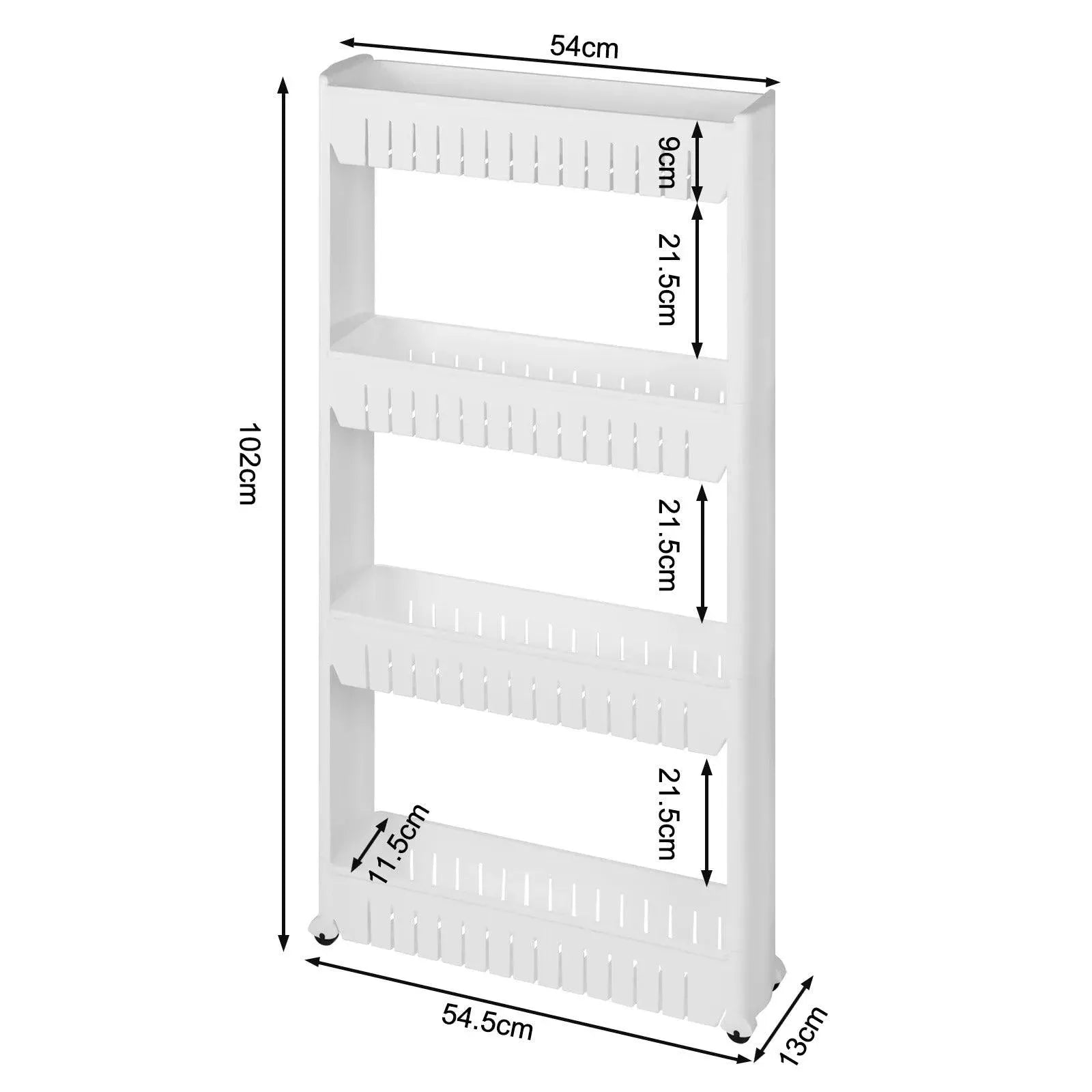 Feronza™ 3/4-Laags Smalle Keukenkast Badkamer Opslagrek Woonkamer Rek Organizer met Verplaatsbare Wieltjes - Feronza