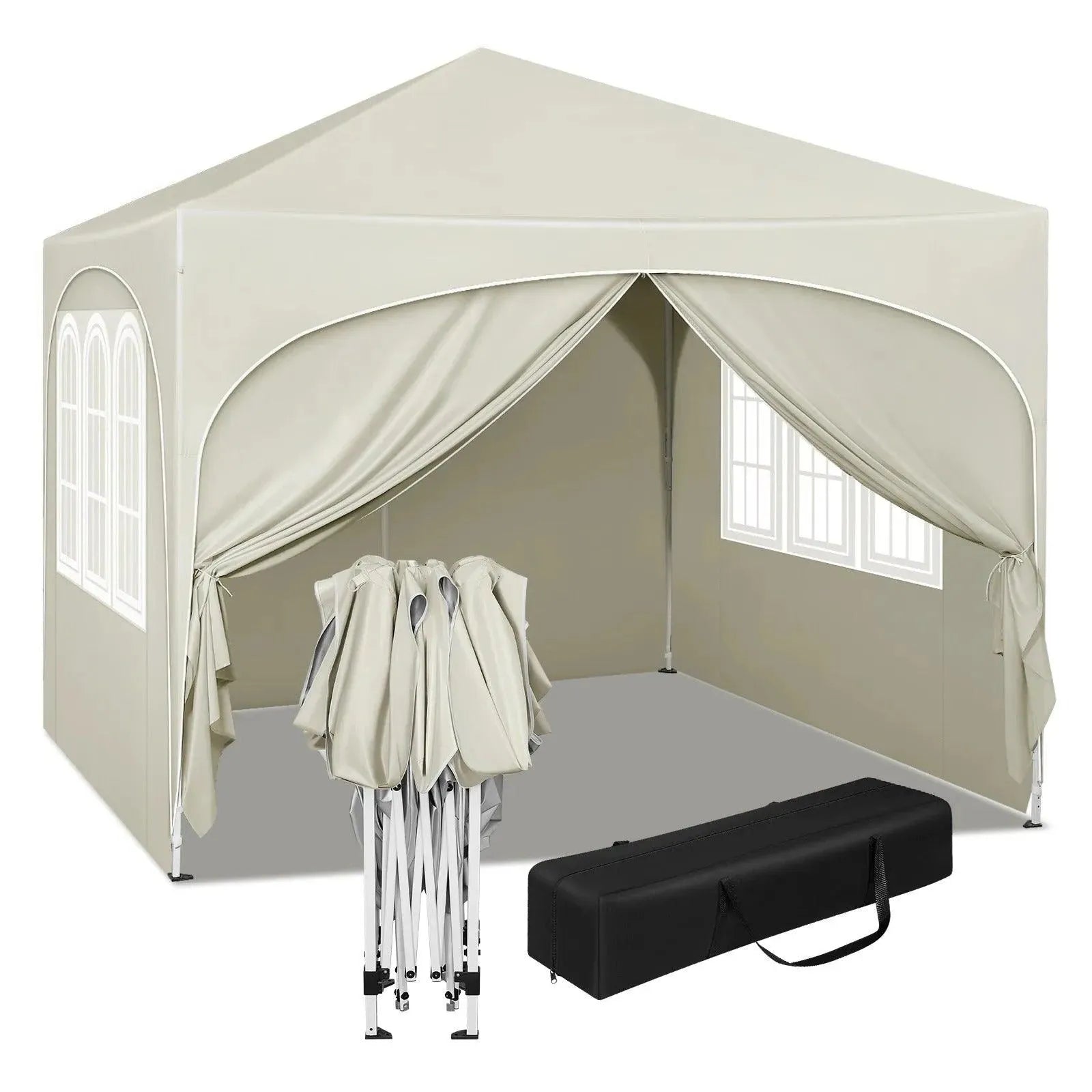 Feronza™ 3x3m Opvouwbare Gazebo met 4 Zijkanten - Waterdicht, UV-Bestendig en Hoogte Verstelbaar - Feronza