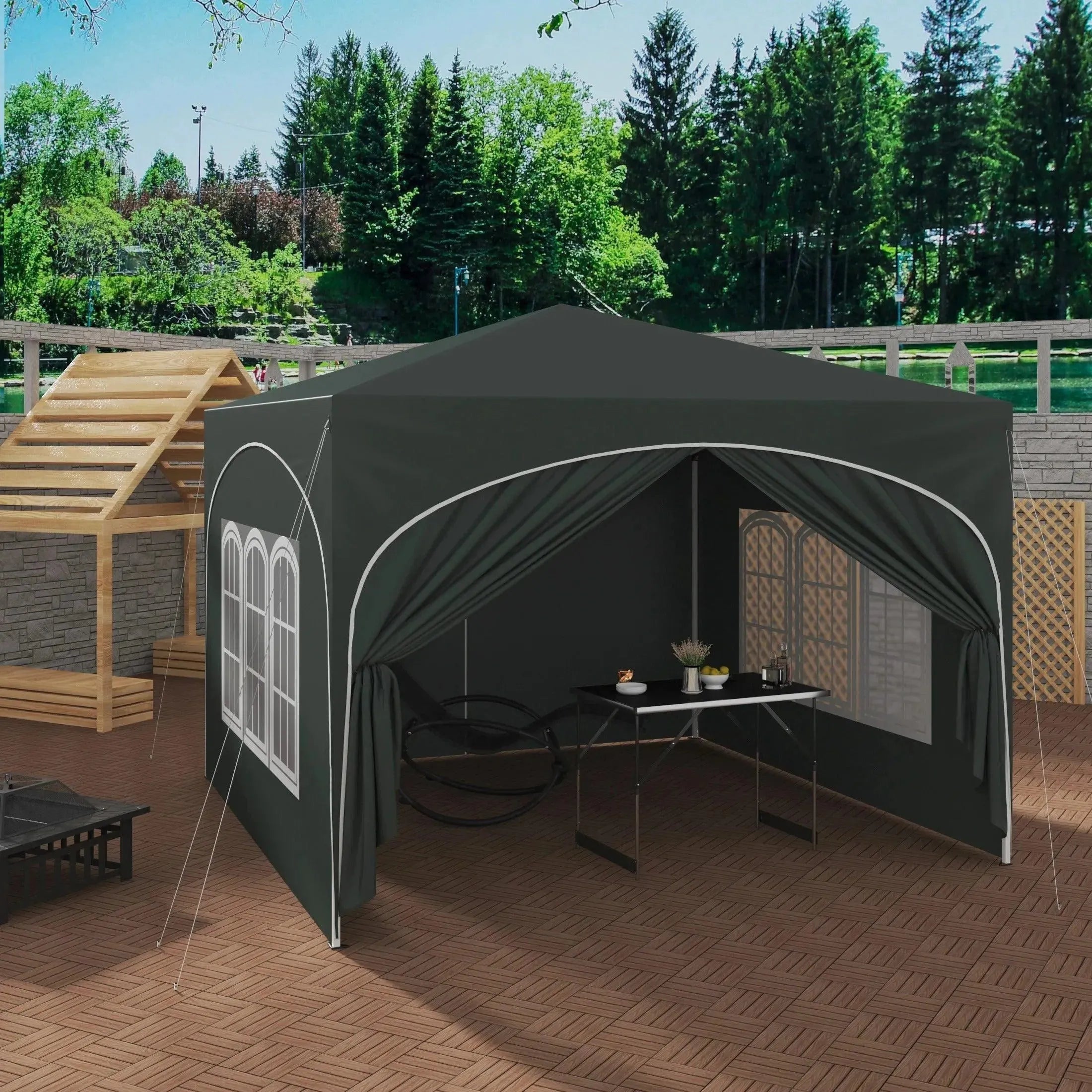 Feronza™ 3x3m Opvouwbare Gazebo met 4 Zijkanten - Waterdicht, UV-Bestendig en Hoogte Verstelbaar - Feronza