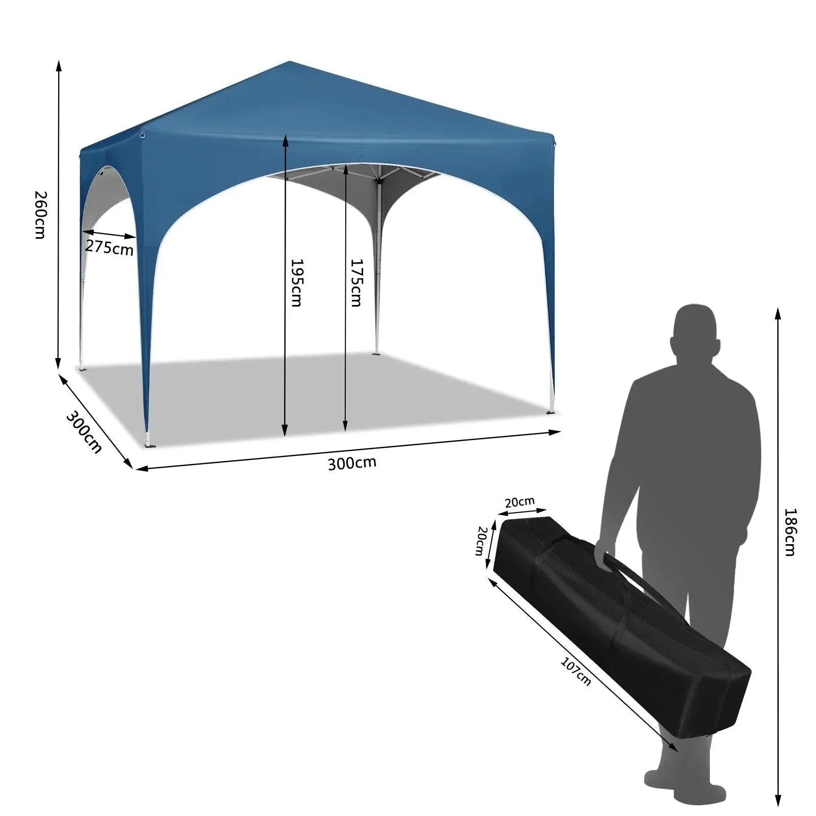 Feronza™ 3x3M Partytent - Waterdichte Pop-Up Tuinpaviljoen met Halfrond Dak - Feronza