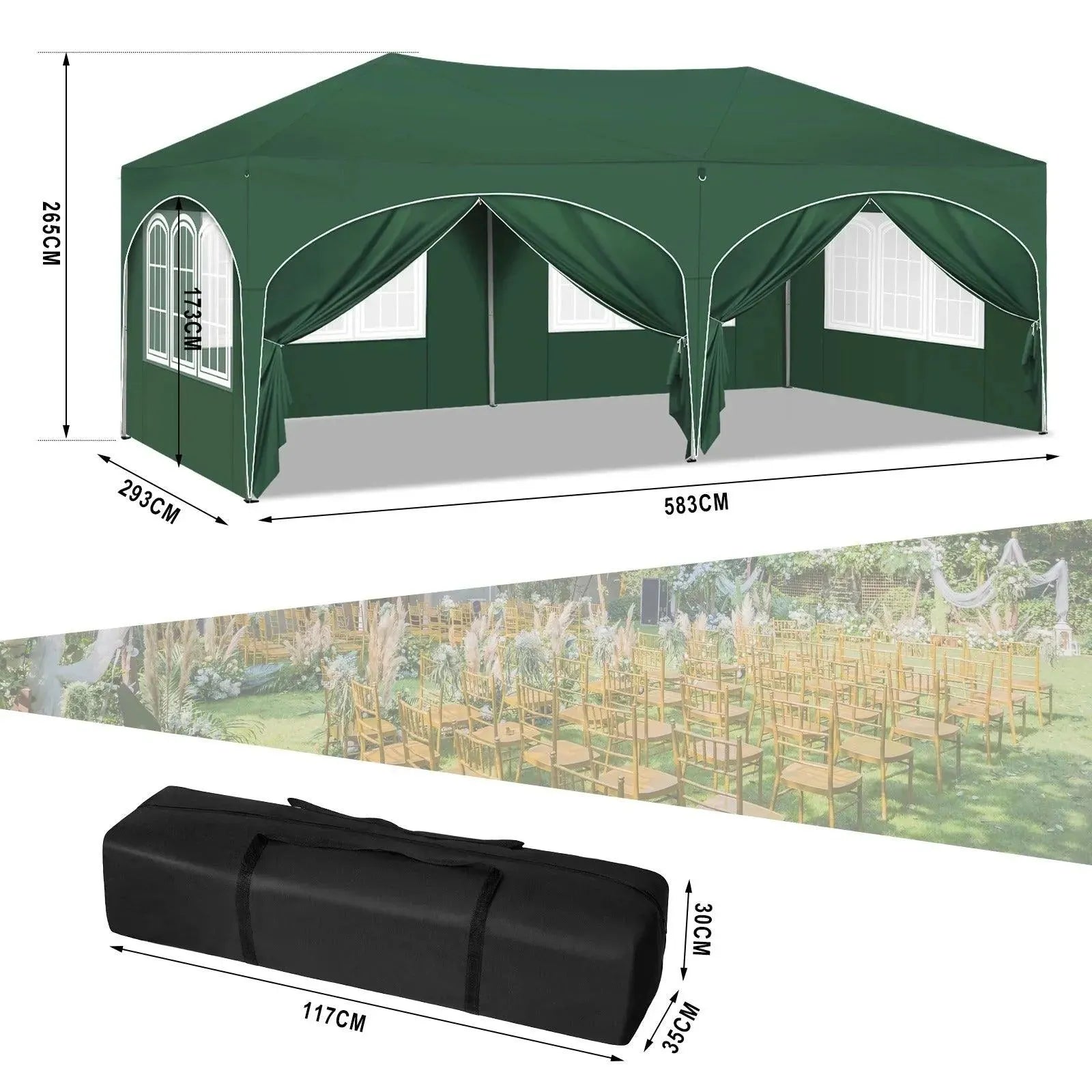 Feronza™ 3x6m Opvouwbare Paviljoen - Partytent met 6 Zijkanten en UV-Bescherming - Feronza