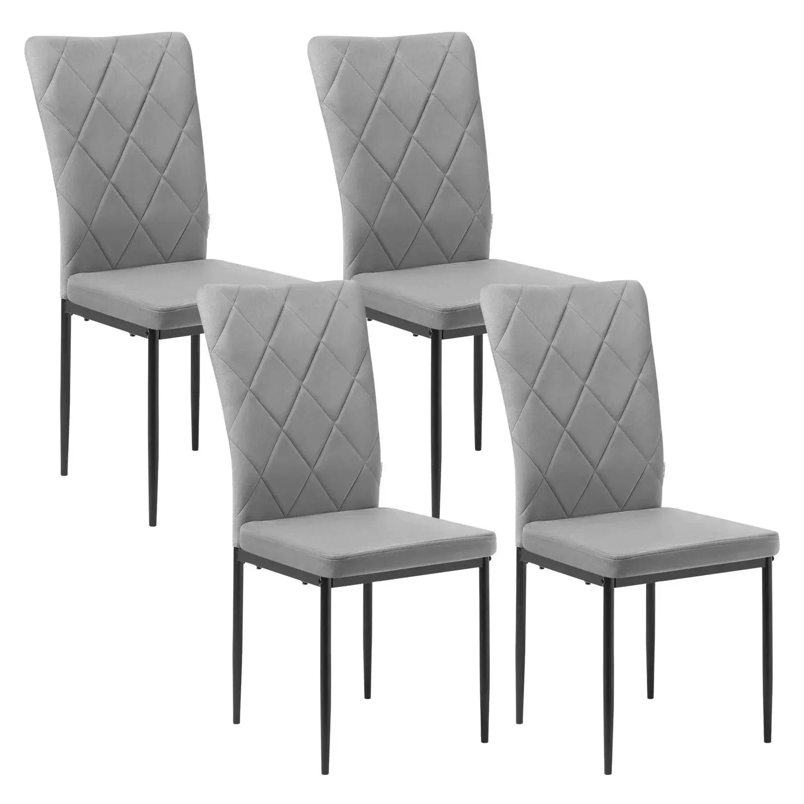 Feronza™ 4x Eetkamerstoelen met Hoge Rugleuning, Gestoffeerd, Metalen Poten - Feronza
