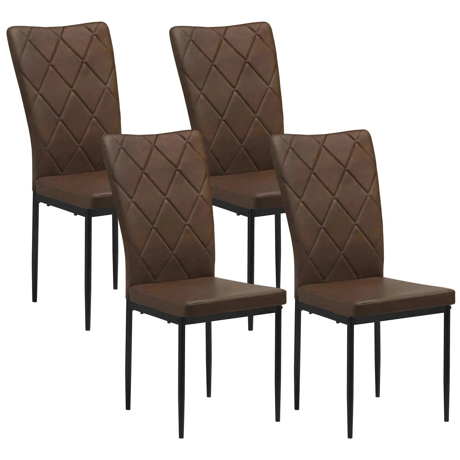 Feronza™ 4x Eetkamerstoelen met Hoge Rugleuning, Gestoffeerd, Metalen Poten - Feronza