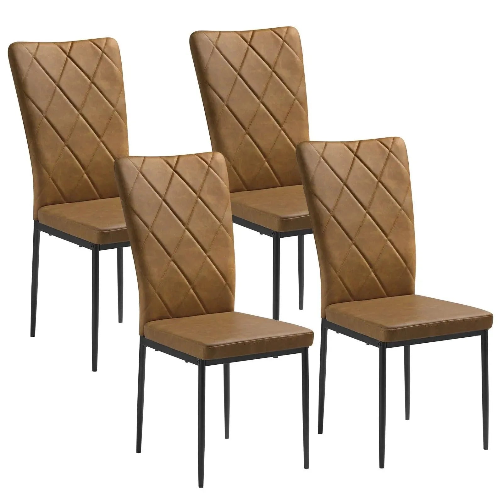 Feronza™ 4x Eetkamerstoelen met Hoge Rugleuning, Gestoffeerd, Metalen Poten - Feronza