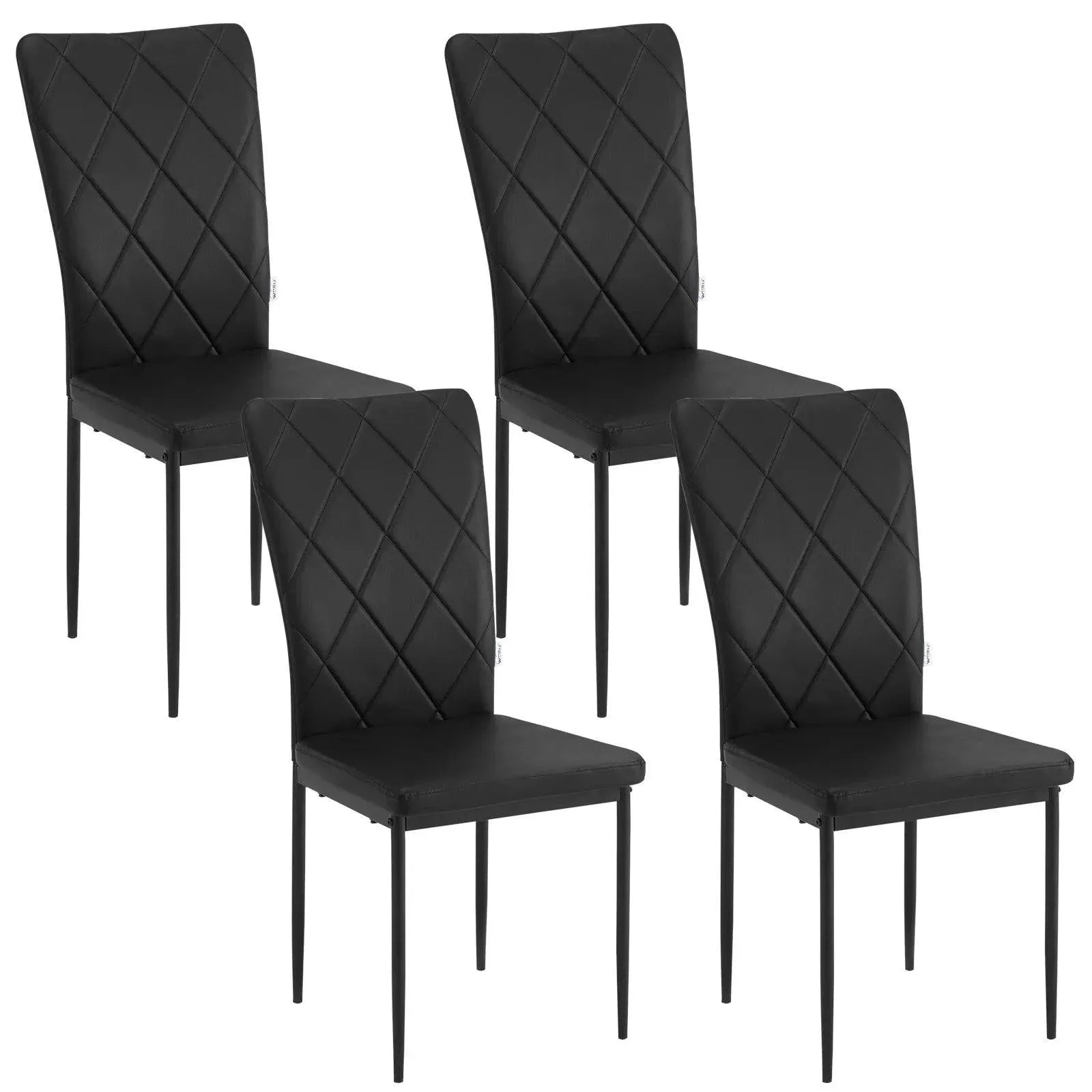 Feronza™ 4x Eetkamerstoelen met Hoge Rugleuning, Gestoffeerd, Metalen Poten - Feronza