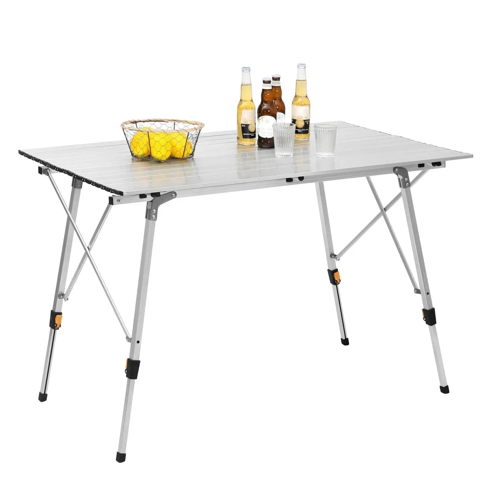 Feronza™ Aluminium Opvouwbare Kampeertafel met Draagtas voor 4-6 Personen, 120x68.5 cm, Verstelbare Hoogte - Feronza