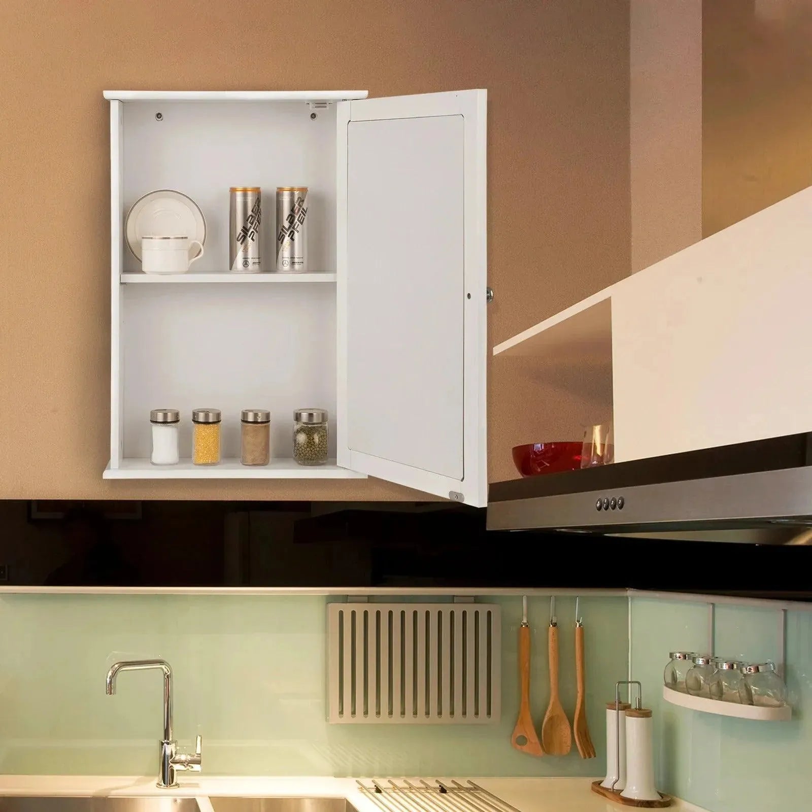 Feronza™ Badkamerkast met Spiegel en Schap - Wandkast met Opslag voor Badkamer en Toilet - Feronza