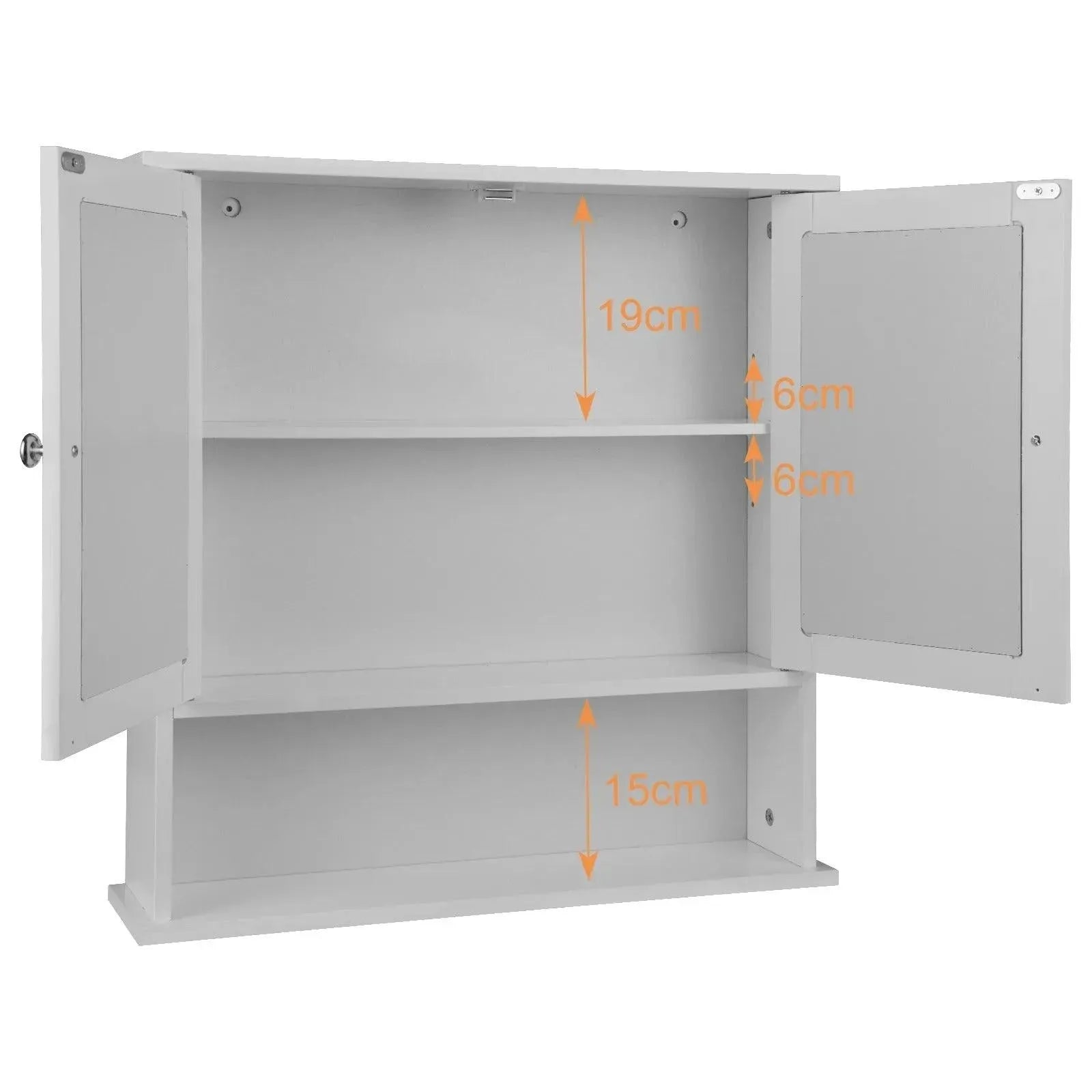 Feronza™ Badkamerkast met Spiegel - Wandgemonteerde Kast met 3 Planken, 56x13x58.3 cm - Feronza