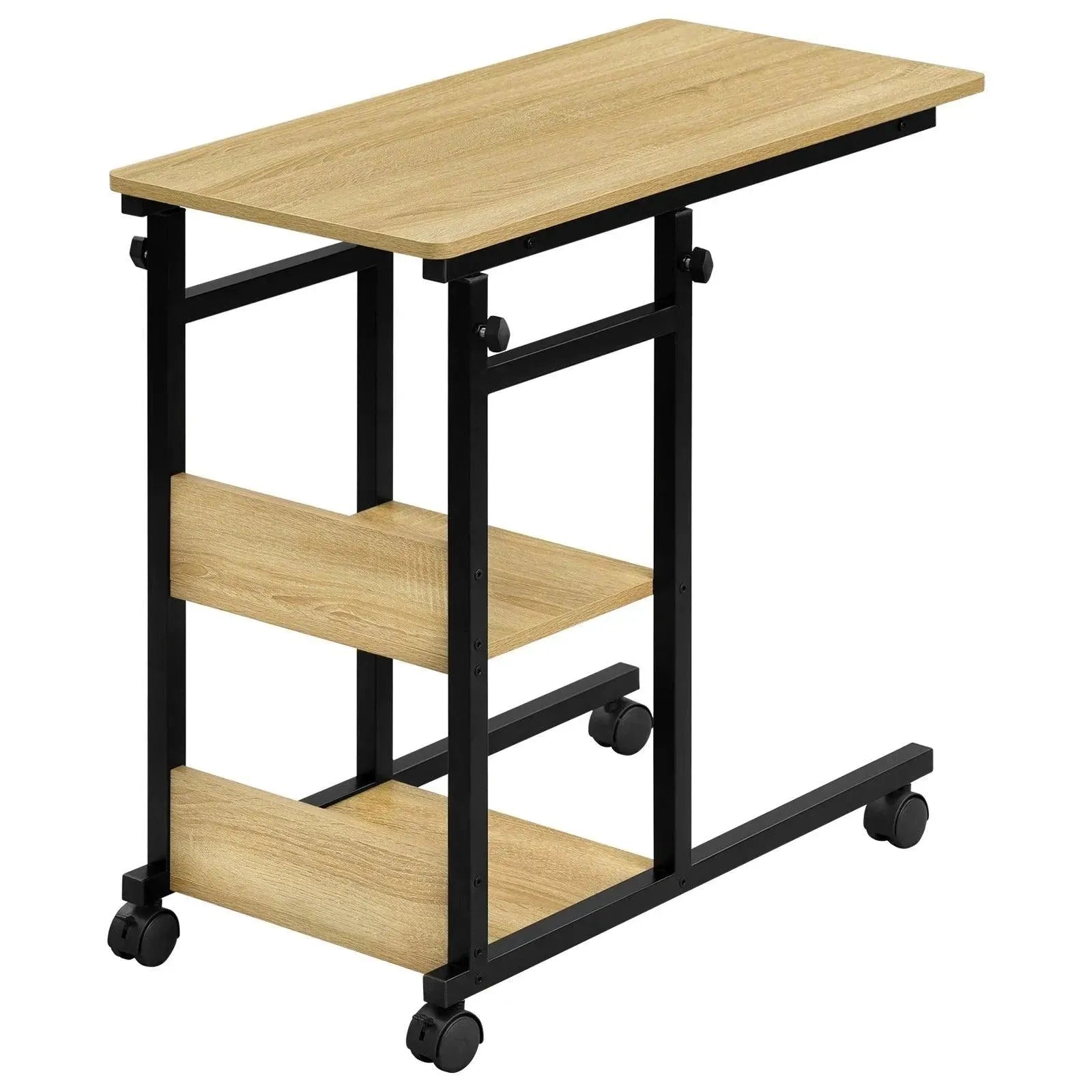 Feronza™ C-Vormige Bijzettafel - Hoogte Verstelbare Koffietafel met Wielen voor Bed, Sofa en Laptop - Feronza