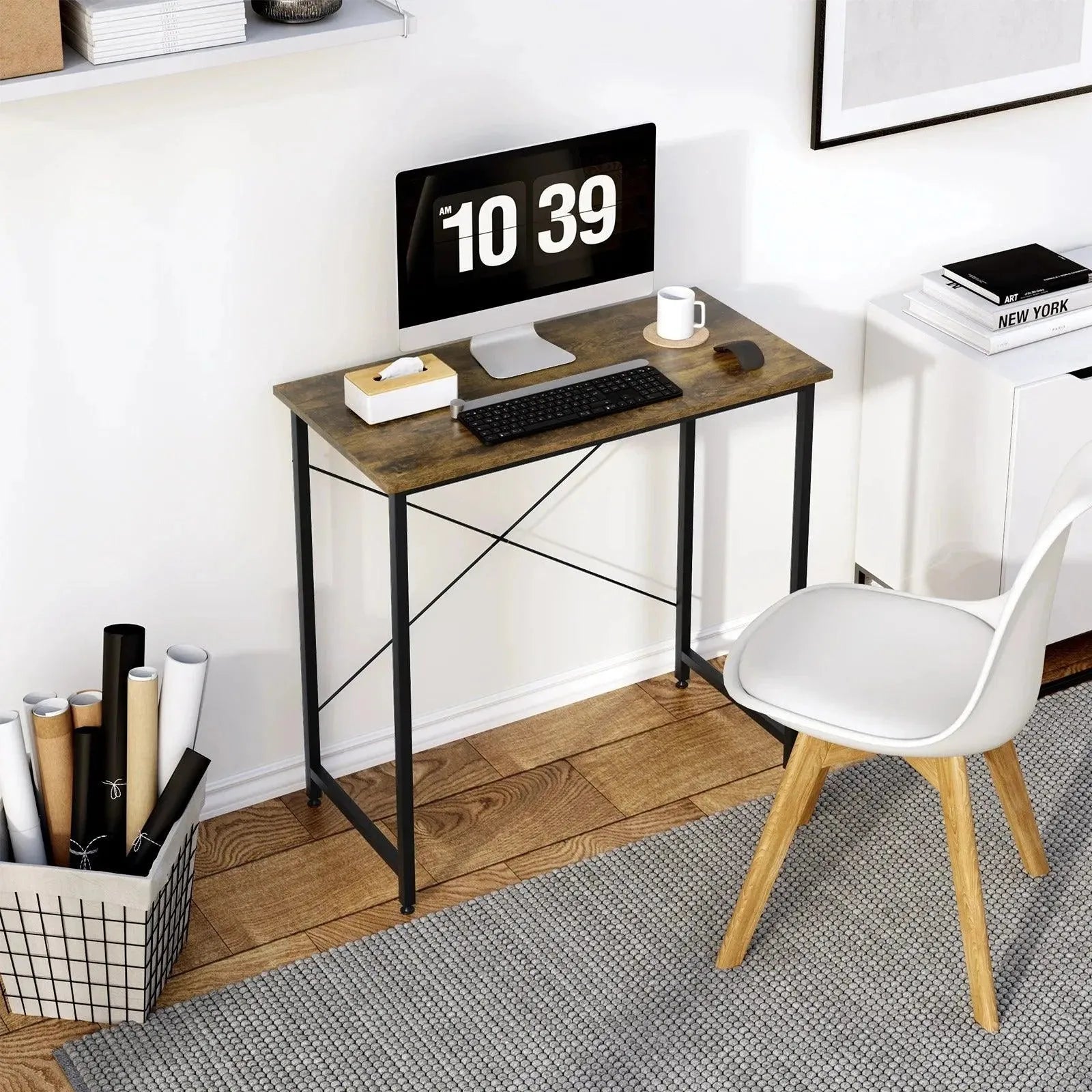 Feronza™ Computer Desk 80x40x75cm - Kleine Bureau met Metaal Frame voor Thuis en Studie - Feronza