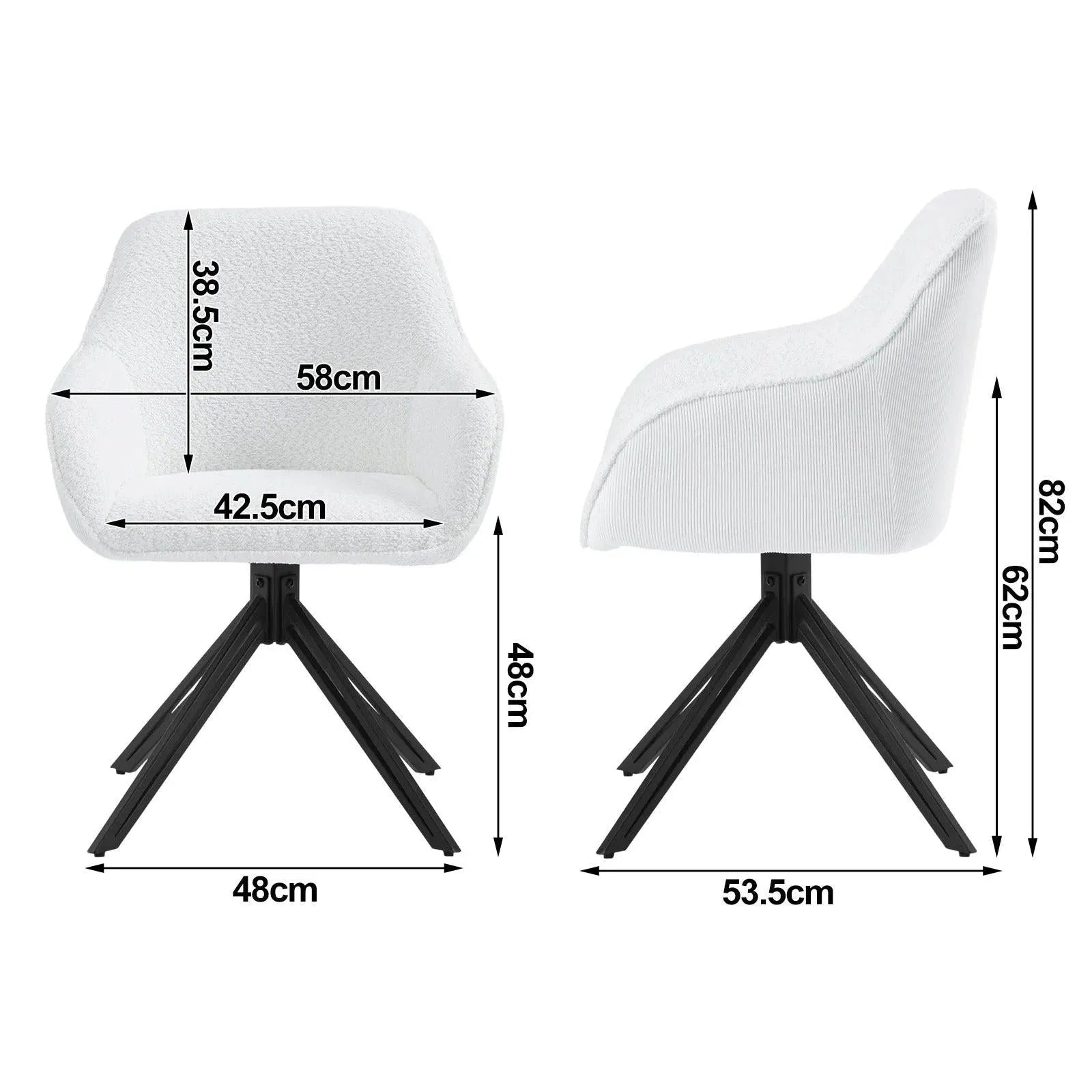 Feronza™ Corduroy Zwenkbare Eetstoelen – Ergonomisch Bekleed met Armleuning, 2 Stuks - Feronza