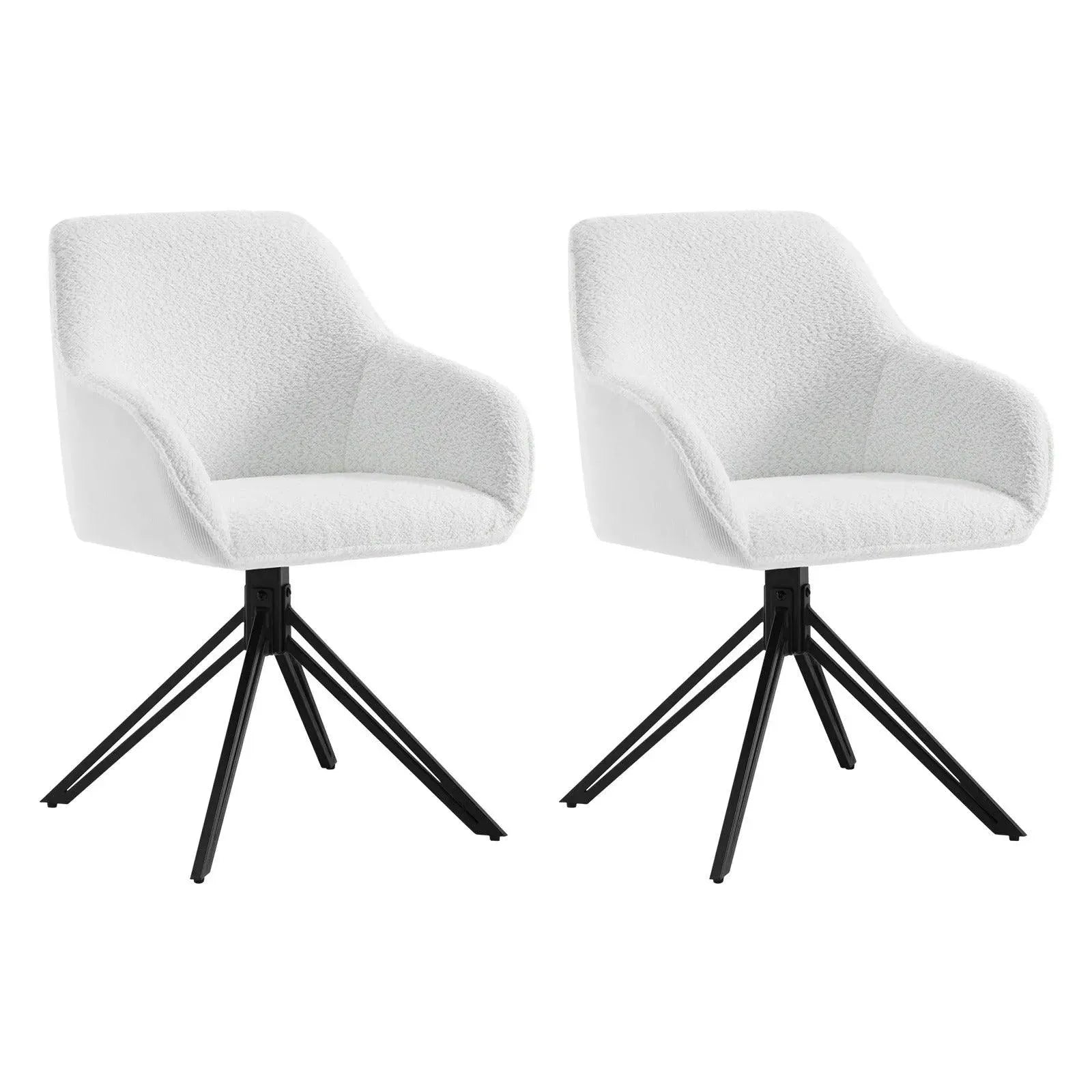 Feronza™ Corduroy Zwenkbare Eetstoelen – Ergonomisch Bekleed met Armleuning, 2 Stuks - Feronza