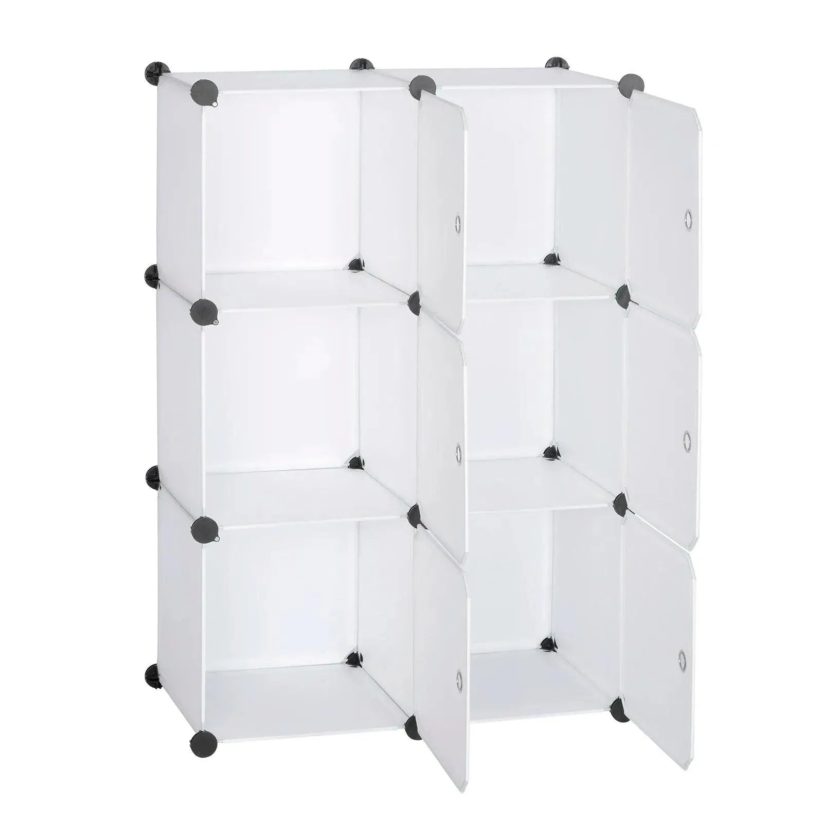 Feronza™ DIY Kledingkast met 6 Compartimenten – Plastic Opslagsysteem met Deuren voor Boekenkast en Organizer in de Slaapkamer - Feronza