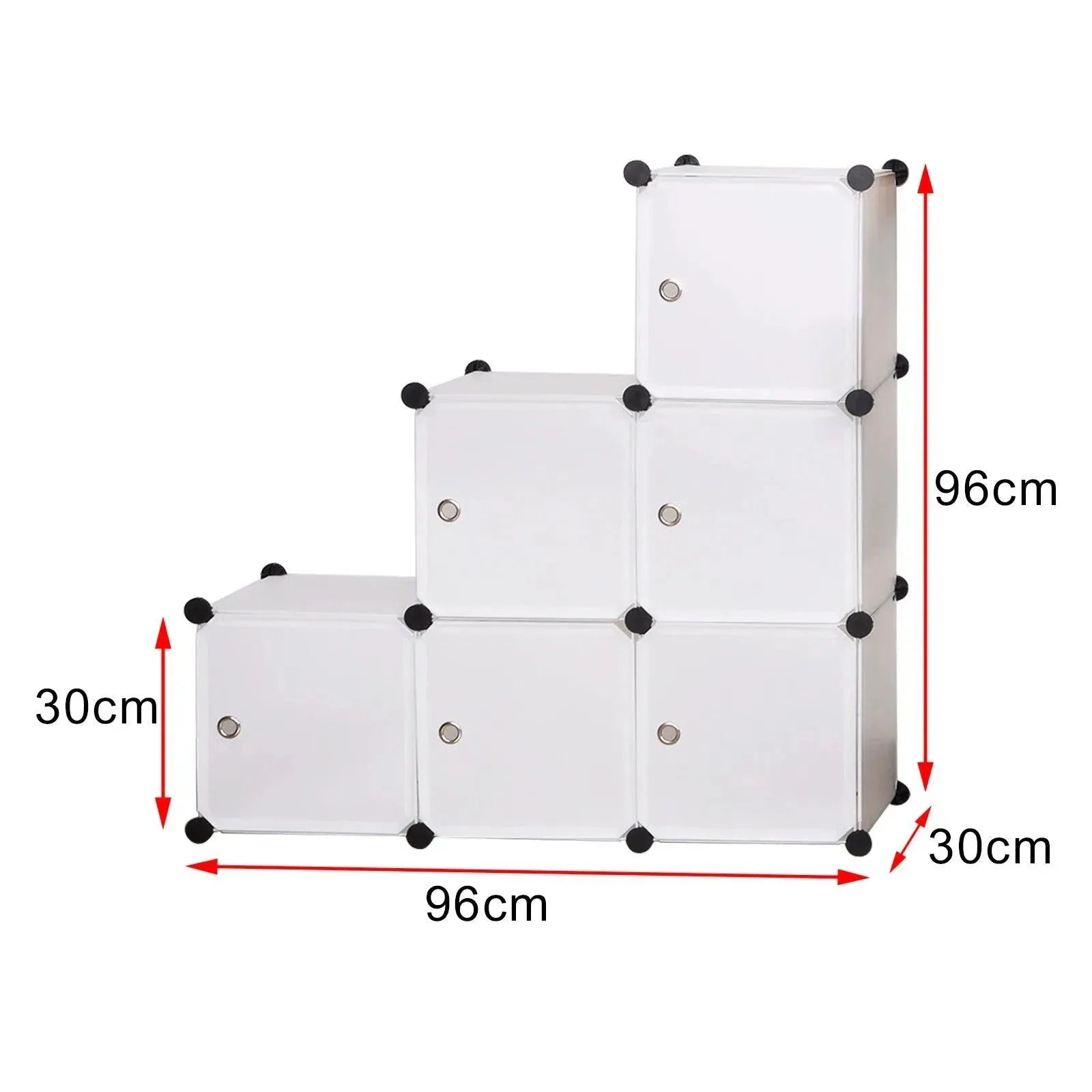 Feronza™ DIY Kledingkast met 6 Compartimenten – Plastic Opslagsysteem met Deuren voor Boekenkast en Organizer in de Slaapkamer - Feronza