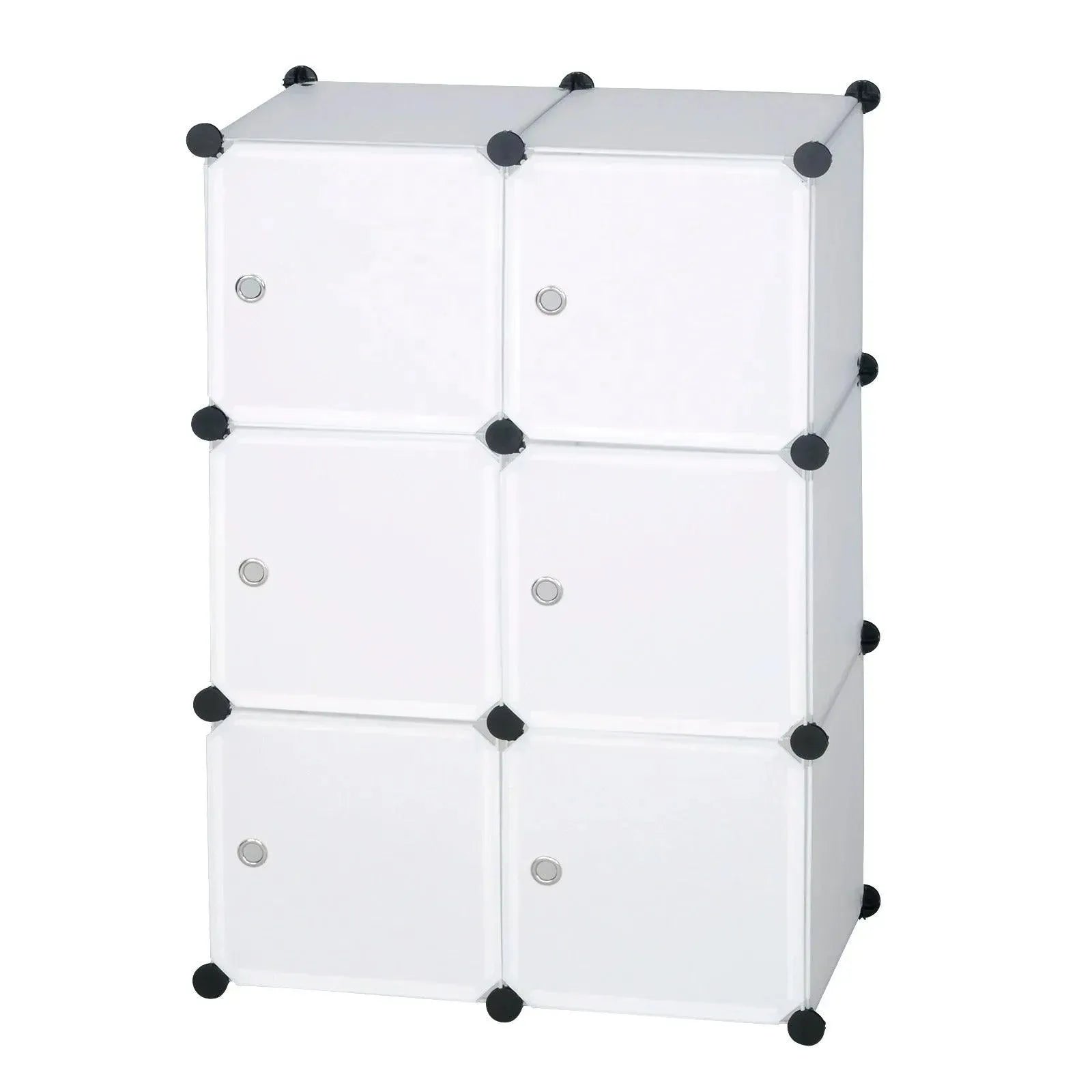 Feronza™ DIY Kledingkast met 6 Compartimenten – Plastic Opslagsysteem met Deuren voor Boekenkast en Organizer in de Slaapkamer - Feronza