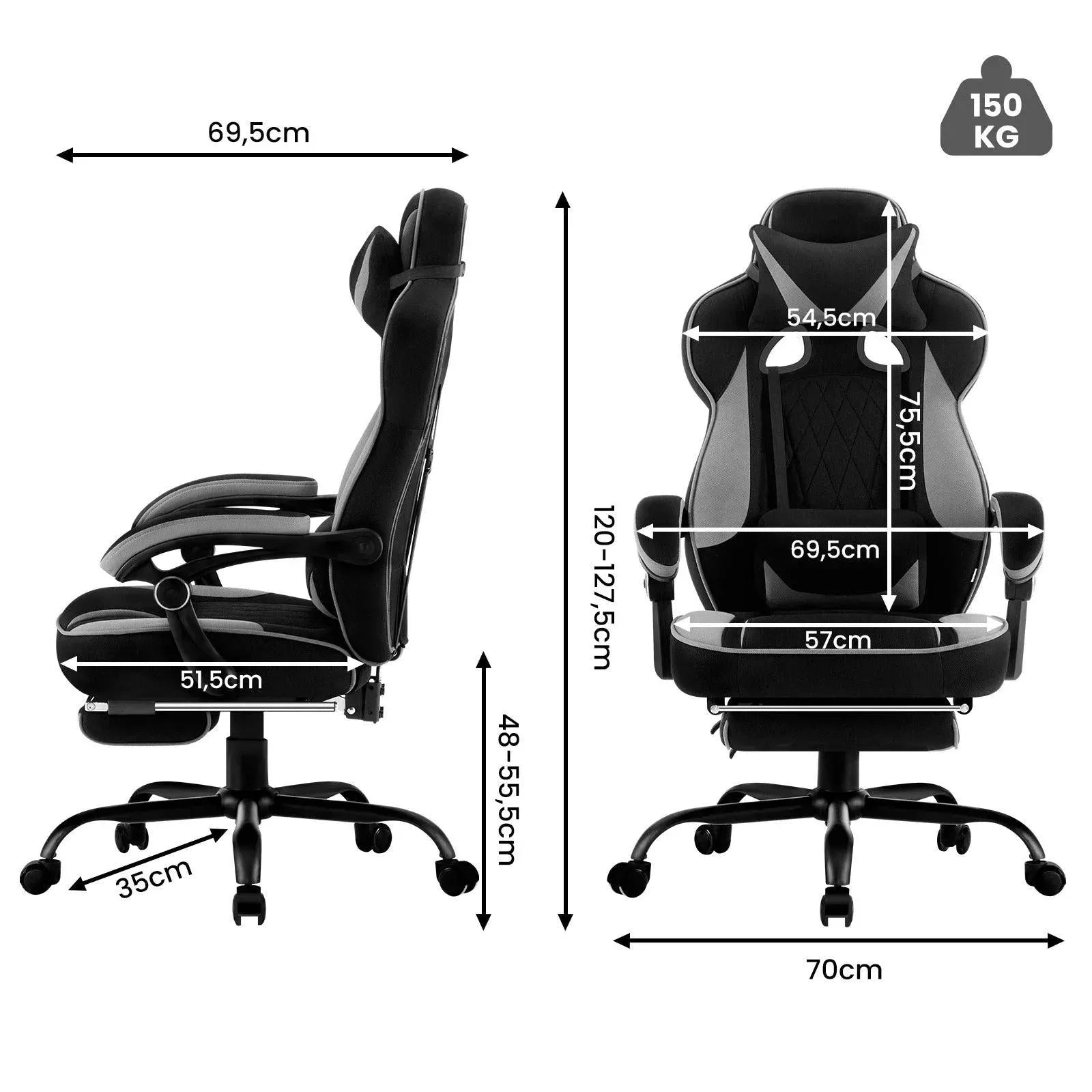 Feronza™ Draaistoel voor Gaming met Pocketveringkussen en Voetsteun - Feronza