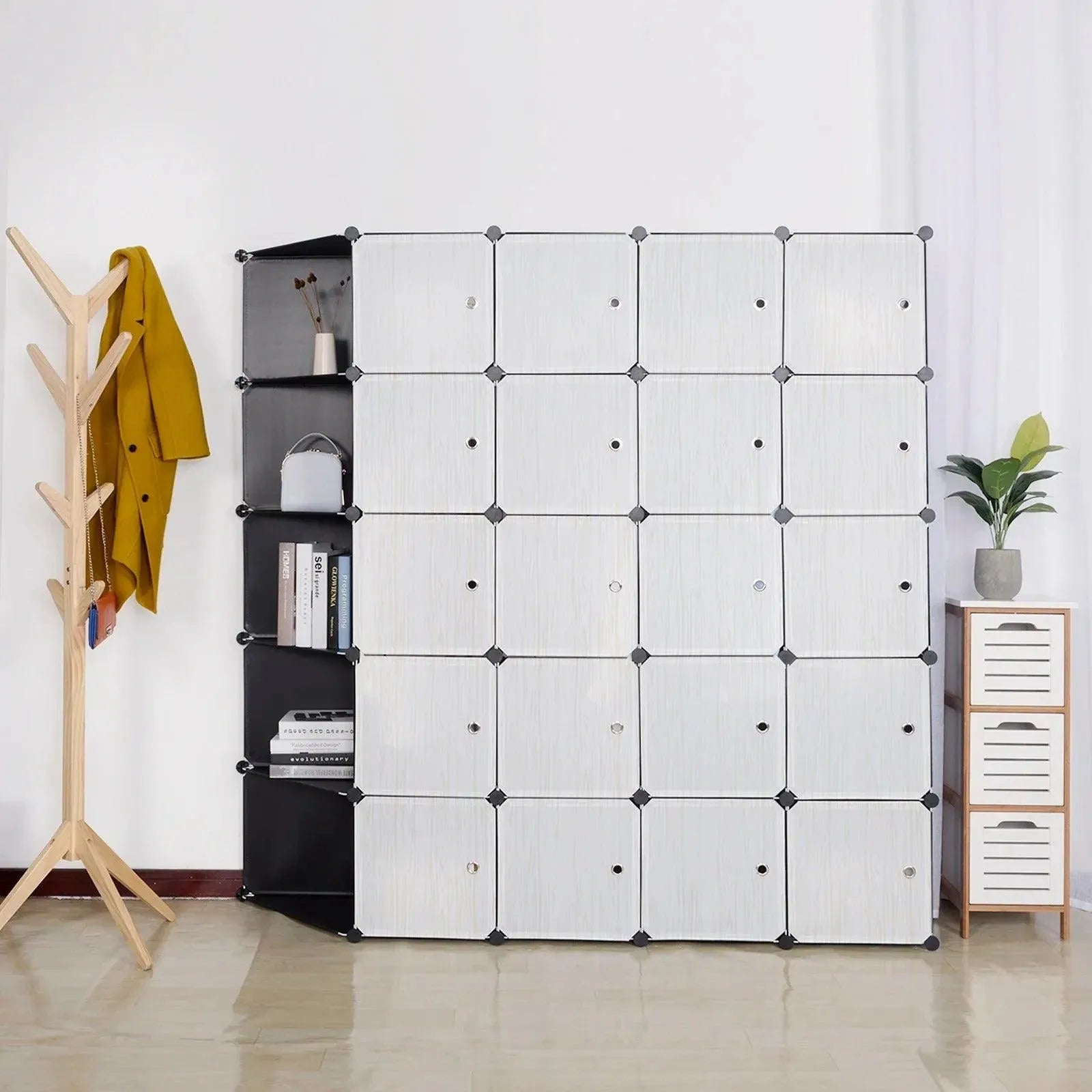 Feronza™ Grote DIY Kledingkast met 4 Kledinghangstangen en 13 Opbergvakken - Feronza