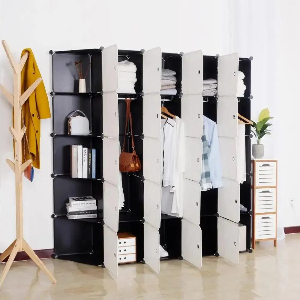 Feronza™ Grote DIY Kledingkast met 4 Kledinghangstangen en 13 Opbergvakken - Feronza