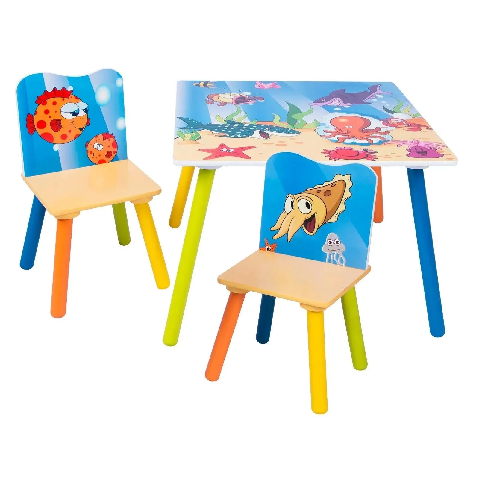 Feronza™ Houten Kinderbureau met 2 Stoelen – Set voor Peuters, Perfect voor Studie en Creatieve Activiteiten - Feronza